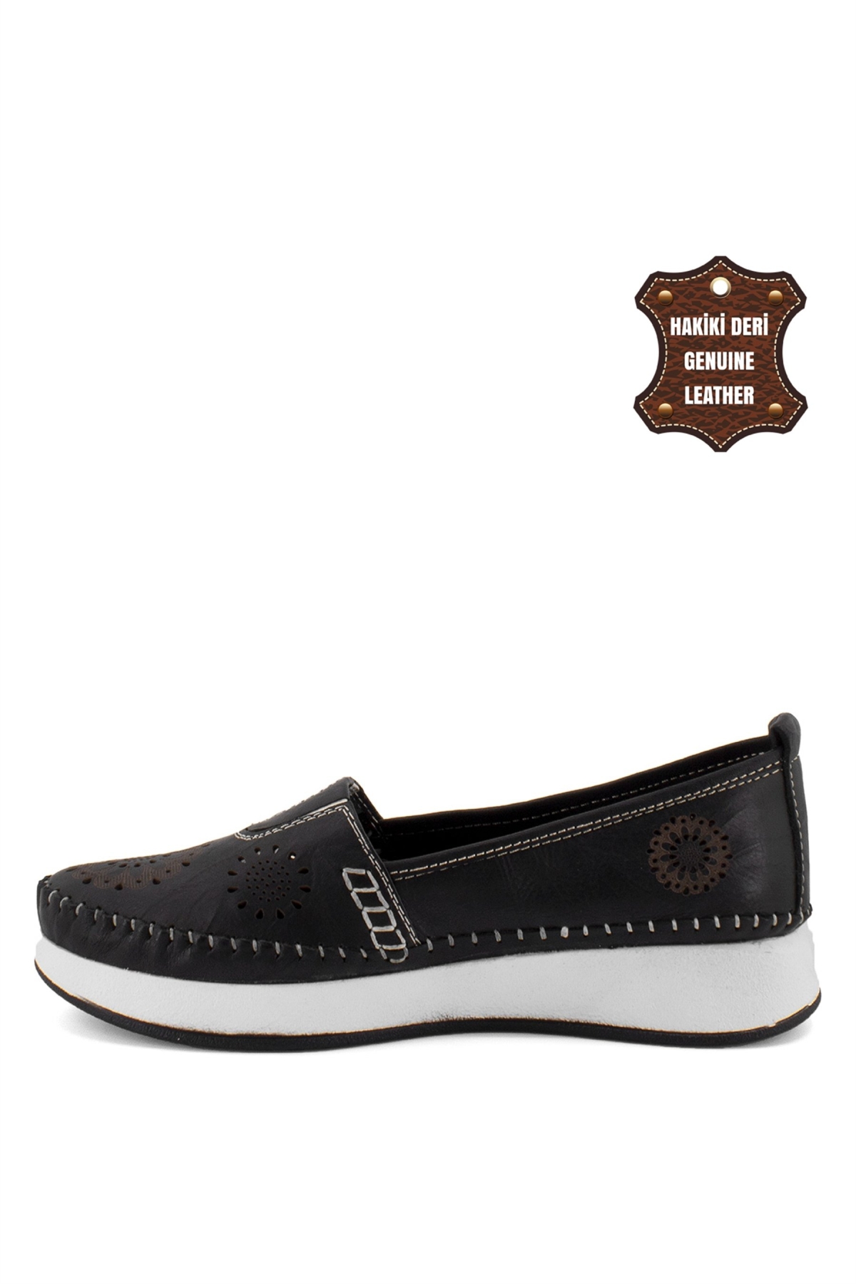 Ayakkabı Fuarı Siyah Ayakkabı Fuarı Elit Hakiki Mn85L21C Kadın Deri Espadril