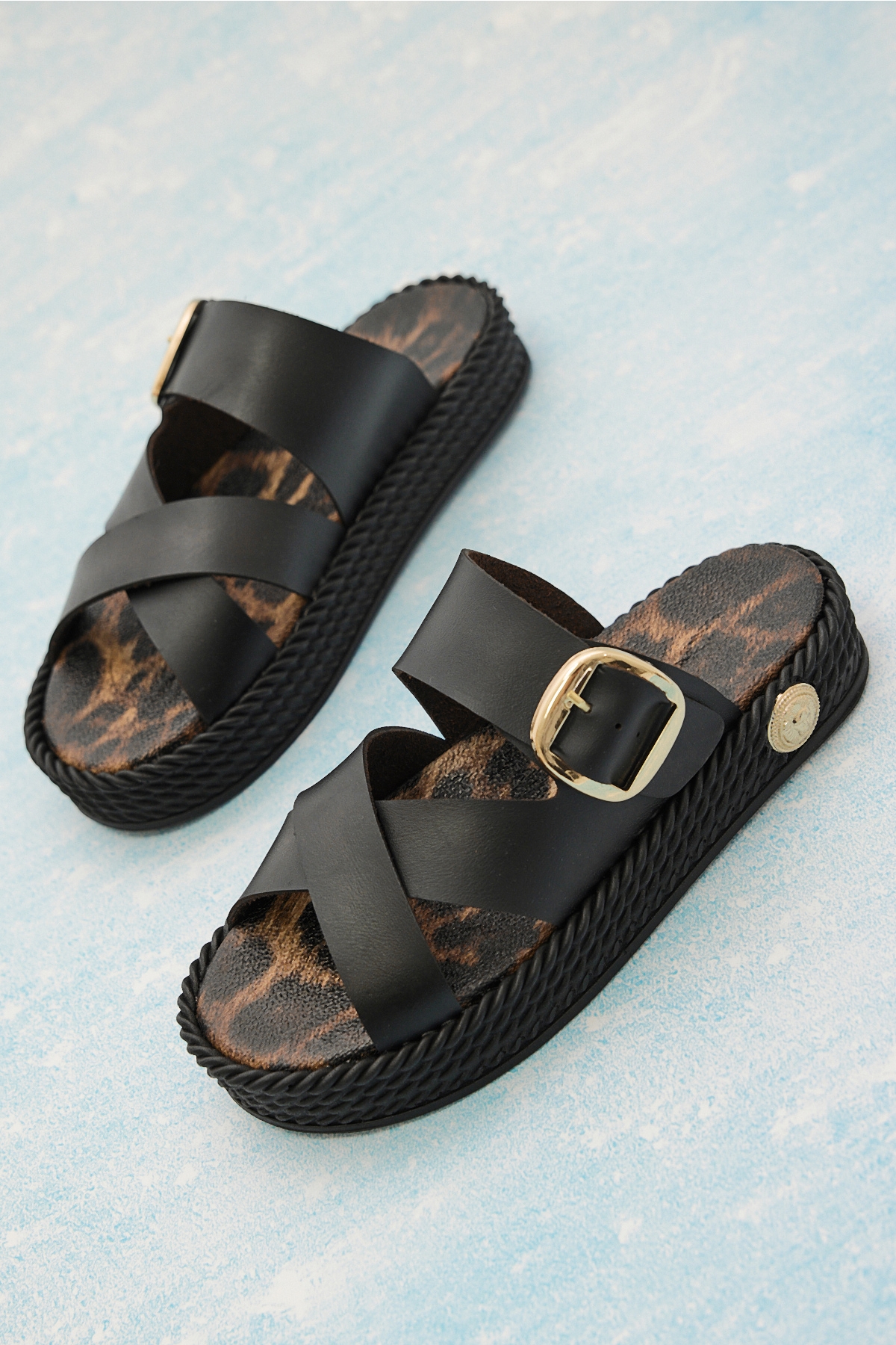 Tonny Black Siyah Tonny Black Poli Taban Kadın Rahat Dolgu Çapraz Bantlı Terlik