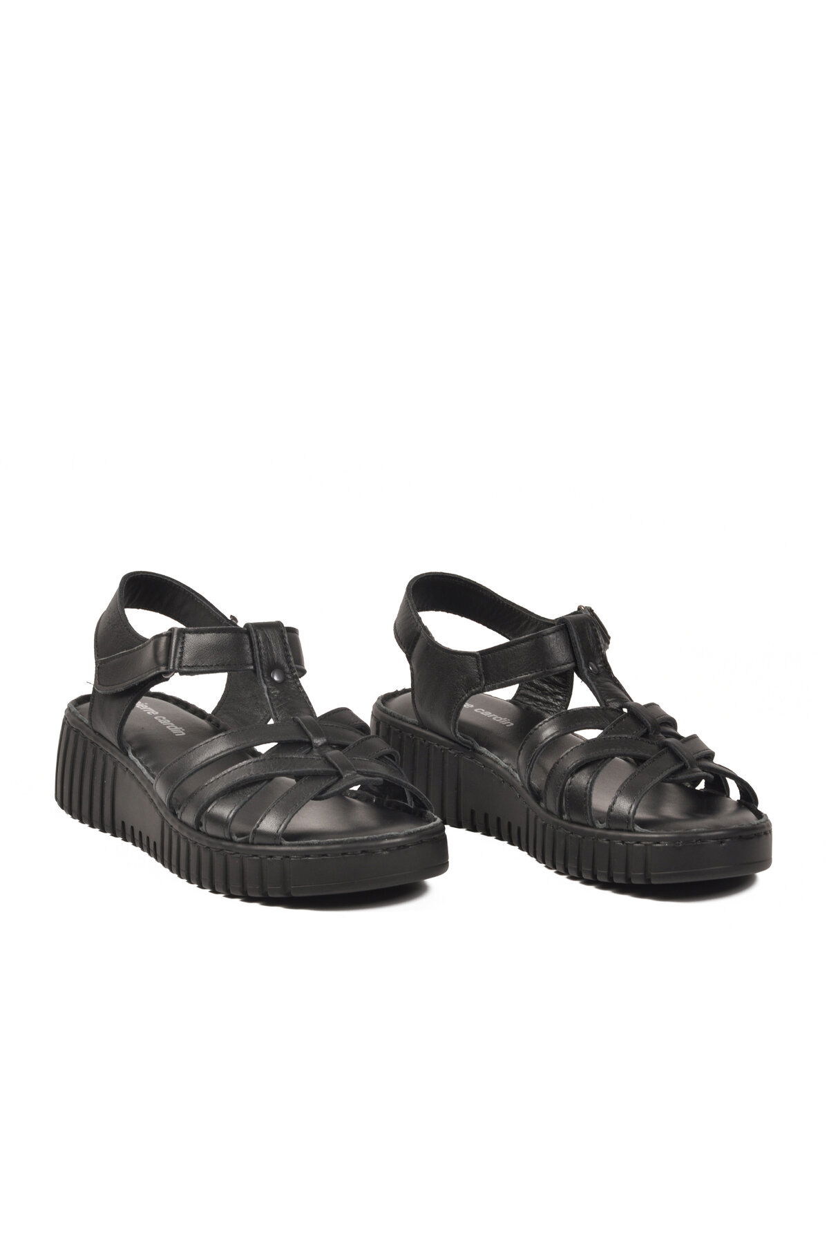 Pierre Cardin Siyah Pierre Cardin Hakiki Deri Cırtlı Kadın Günlük Topuklu Sandalet PC-54787 Z