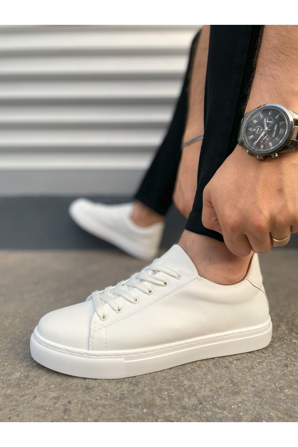 Pabucmarketi Beyaz Pabucmarketi Bağcıklı Erkek Sneaker