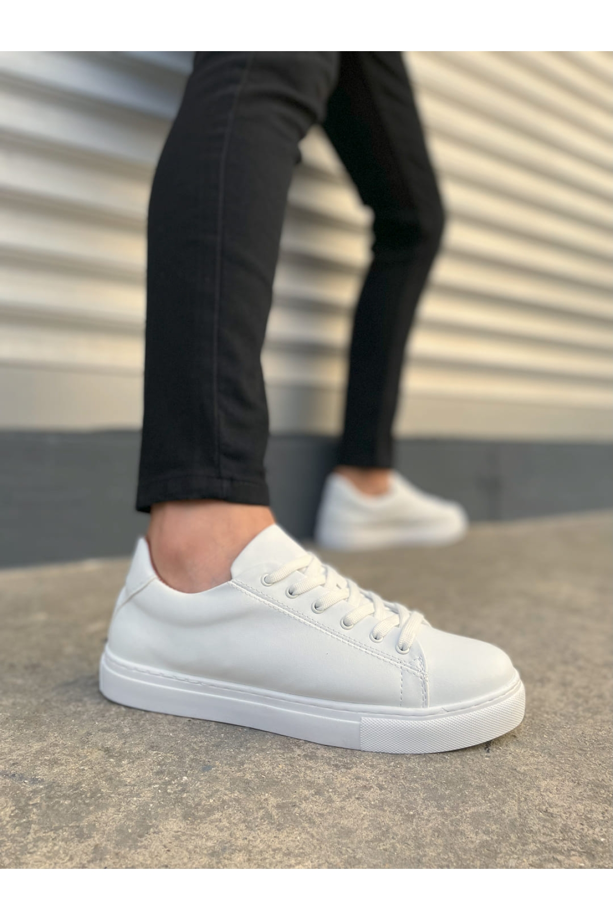 Pabucmarketi Beyaz Pabucmarketi Bağcıklı Erkek Sneaker