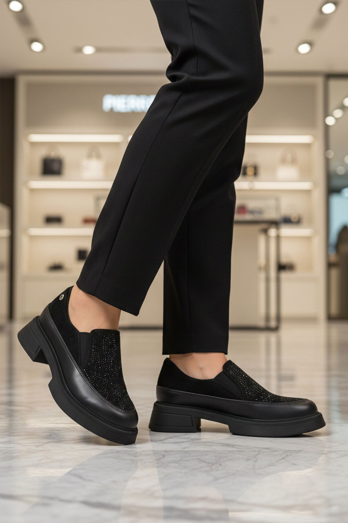 Pierre Cardin Siyah Pierre Cardin İşlemeli Taş Kadın Casual Ayakkabı