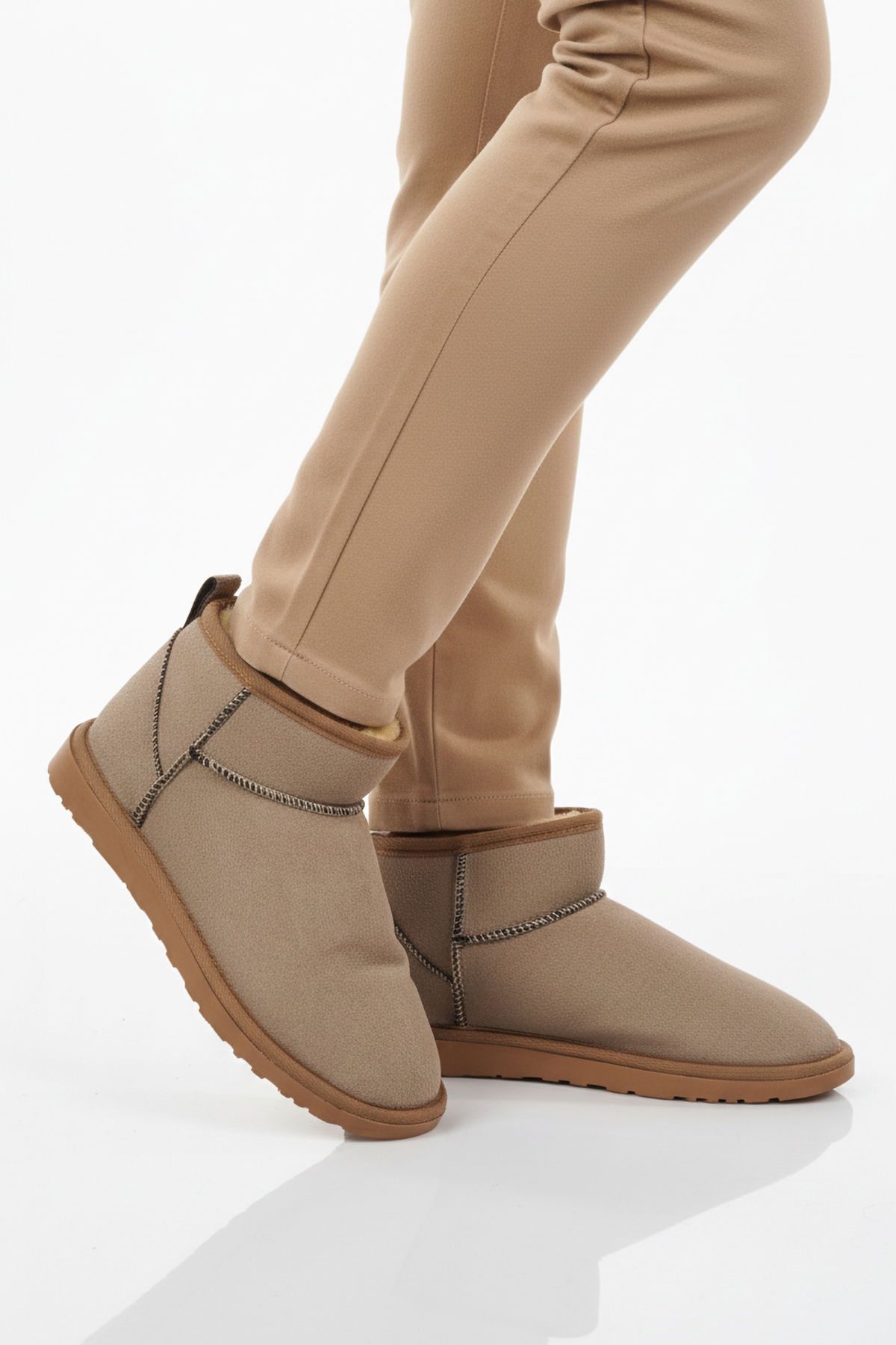 A Spor Bej A Spor Aspor İçi Kürklü Kadın Düz Bot