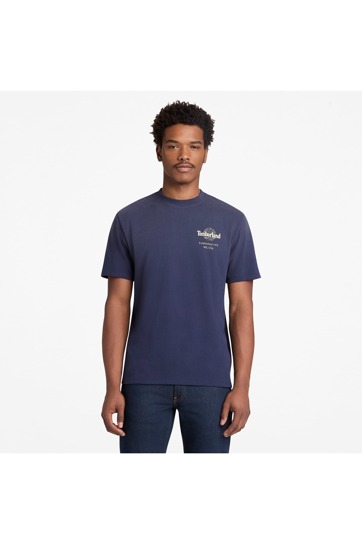 Sunfaded Back Tree Logo Graphic Hw Tee Erkek Lacivert Tshirt