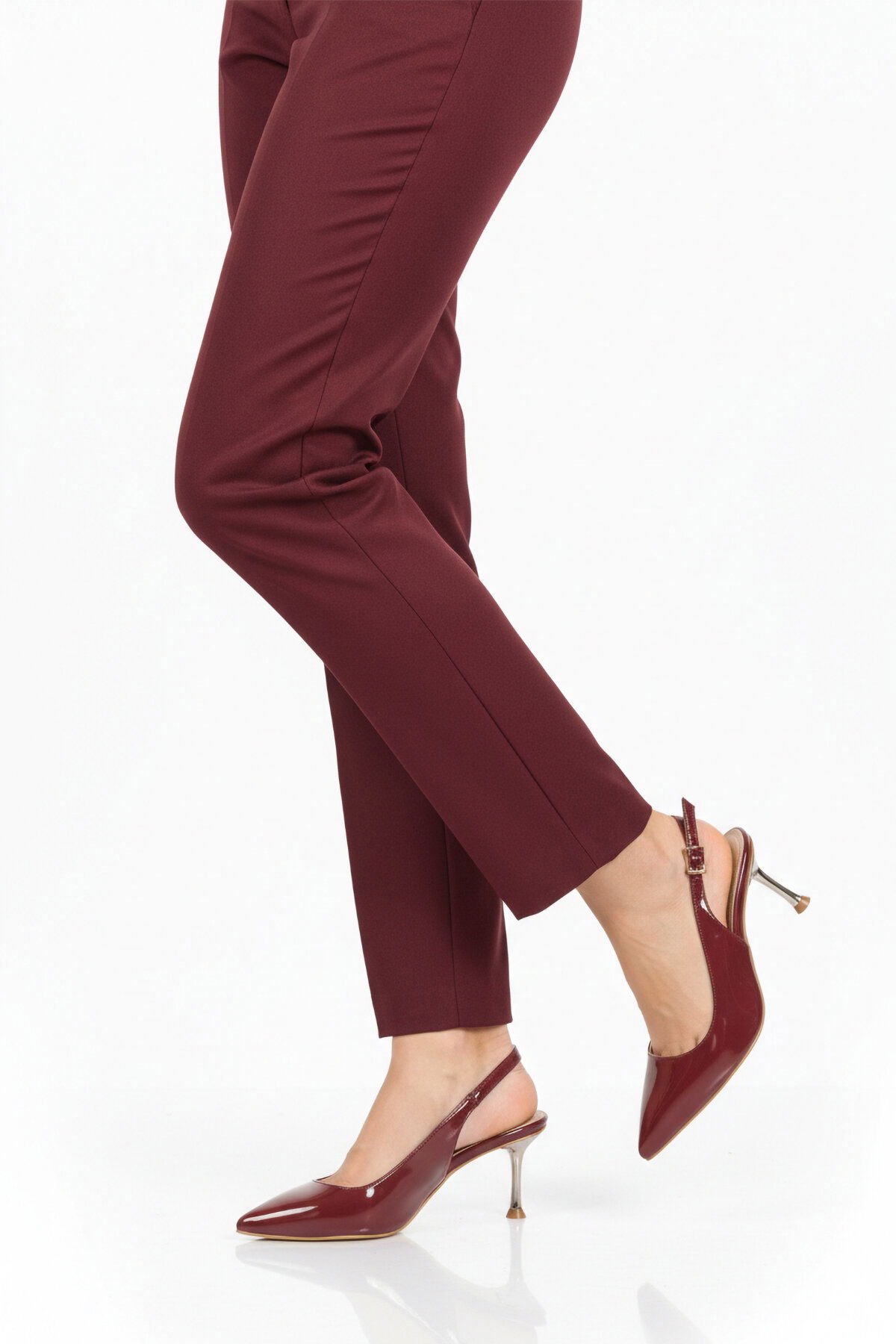 A Spor Bordo A Spor Aspor Rugan Geniş Kalıp Kadın Topuklu Ayakkabı