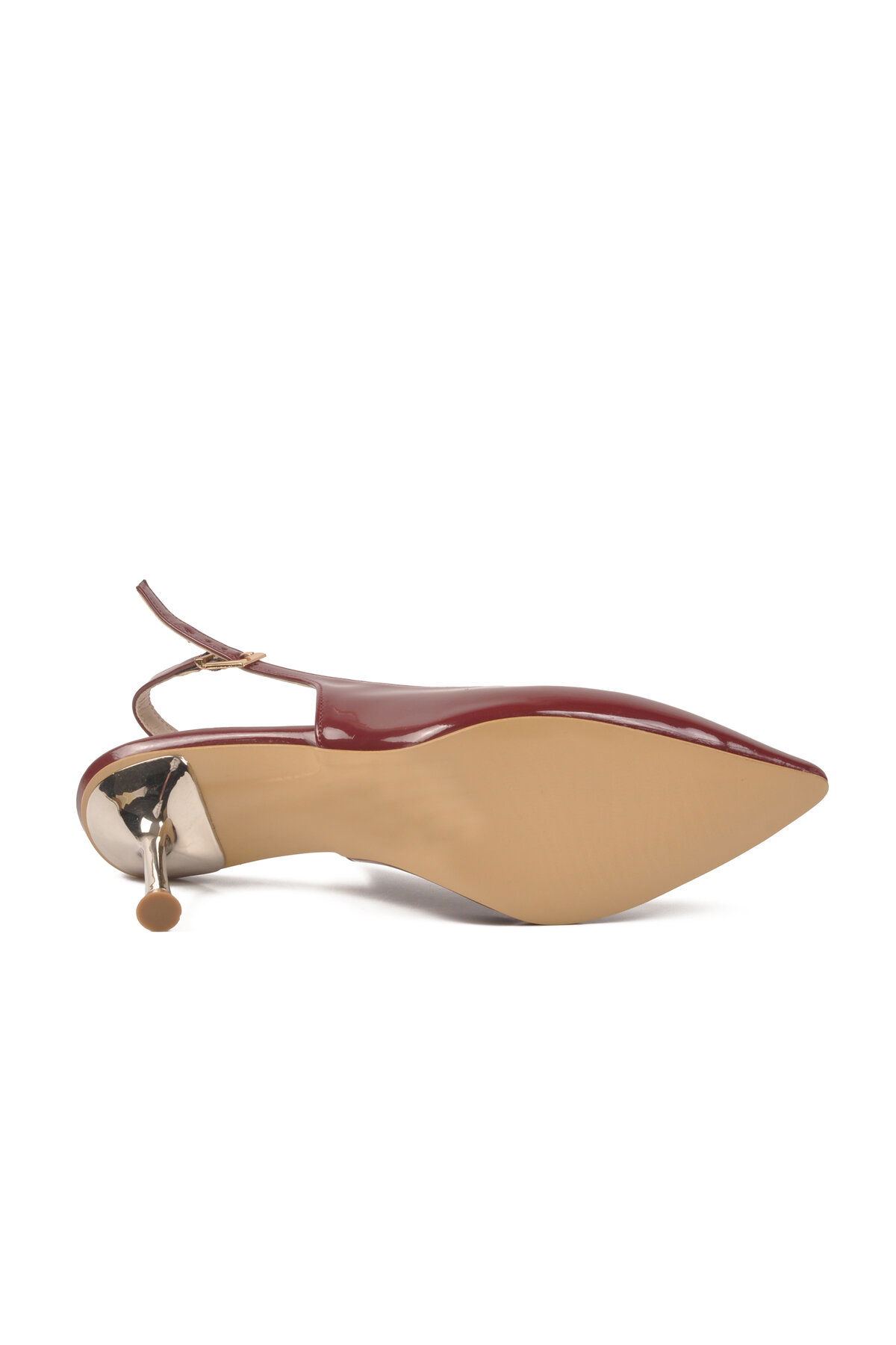 A Spor Bordo A Spor Aspor Rugan Geniş Kalıp Kadın Topuklu Ayakkabı