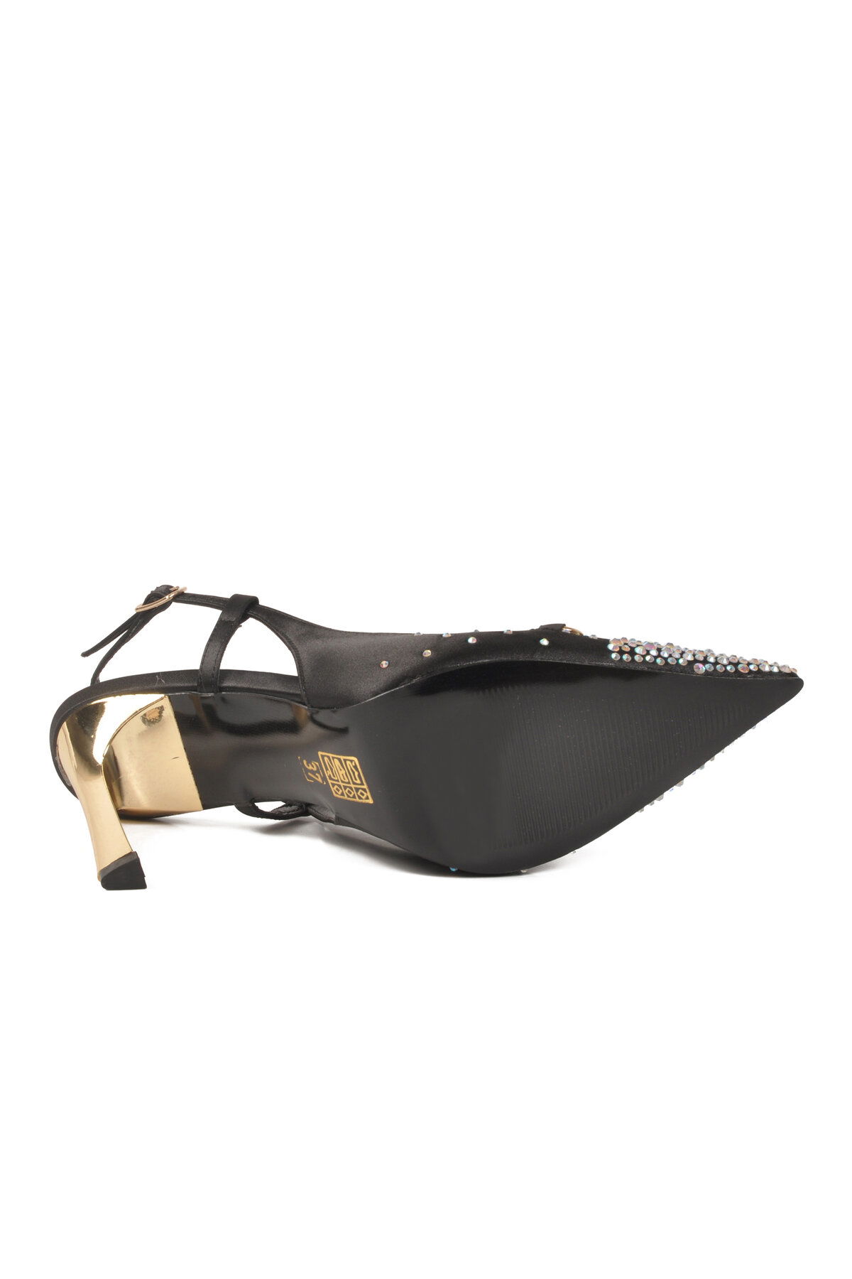 A Spor Siyah A Spor Aspor Saten Taşlı İşlemeli Kadın Abiye Ayakkabı