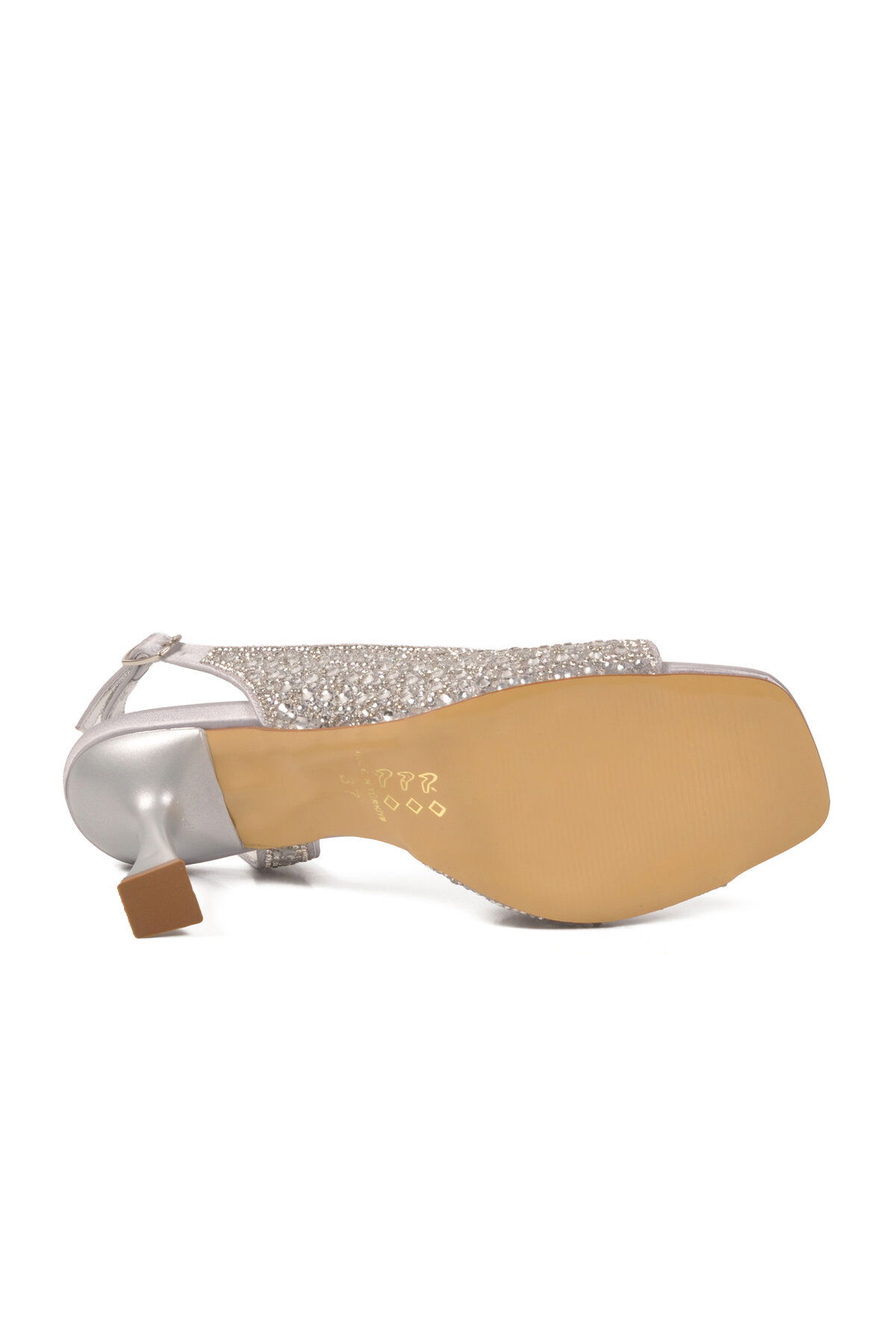 A Spor Gümüş A Spor Aspor Saten Taş İşlemeli Kadın Abiye Ayakkabı