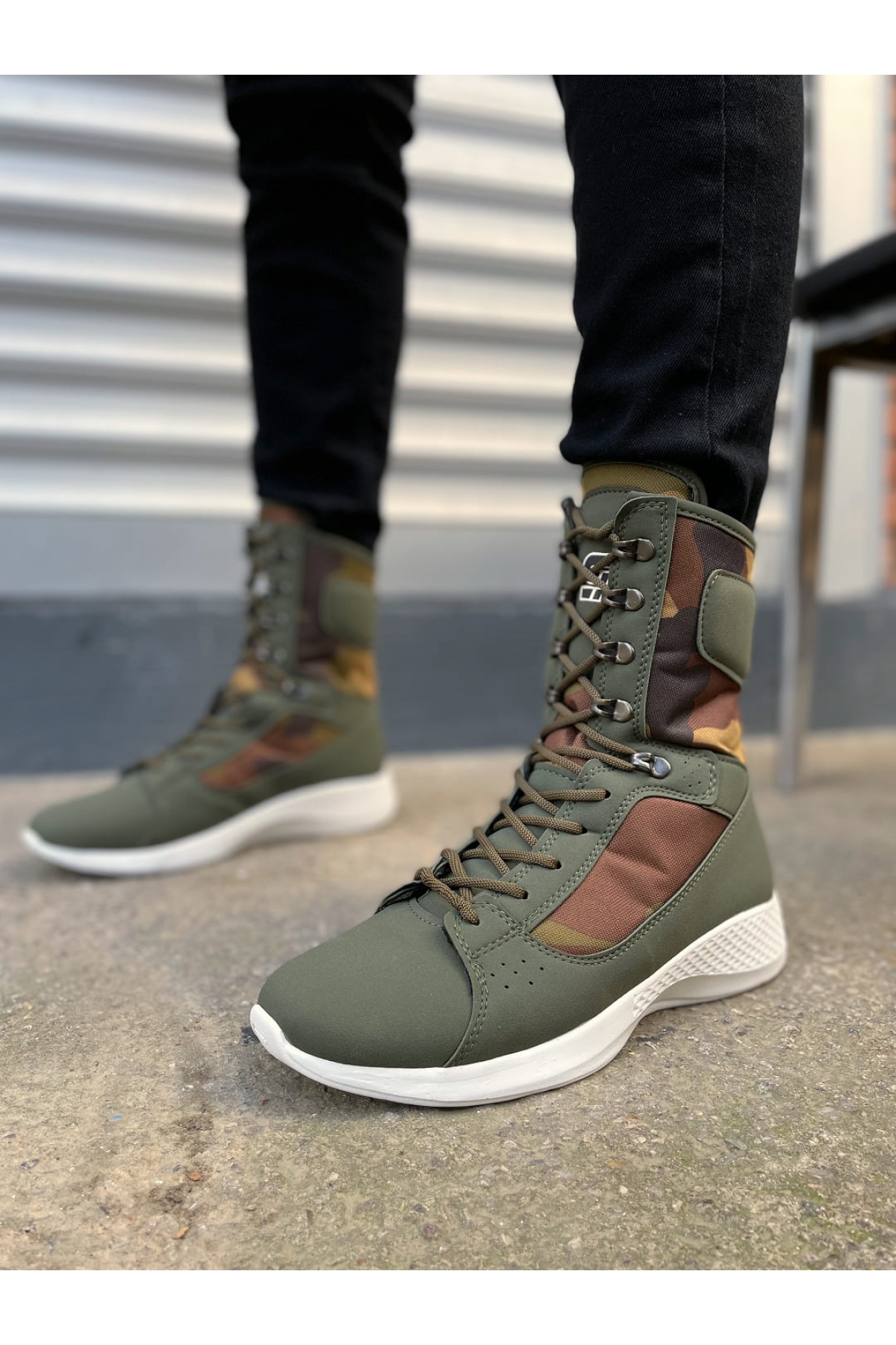 Pabucmarketi Haki Pabucmarketi Bağcıklı Erkek Postal Bot