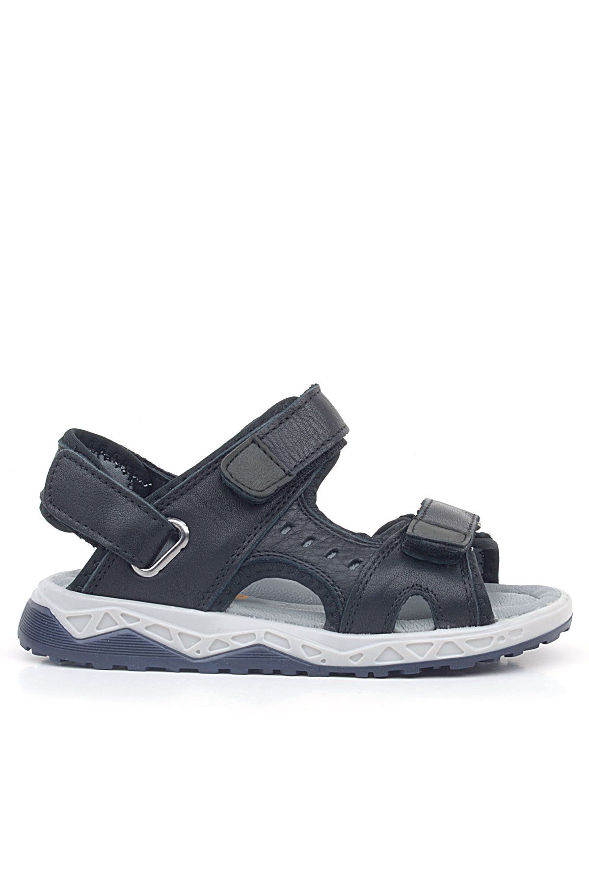 Rakerplus Siyah Rakerplus Hakiki Deri Cilt Rahat Tabanlı Cırtlı Çocuk Sandalet Ayakkabı