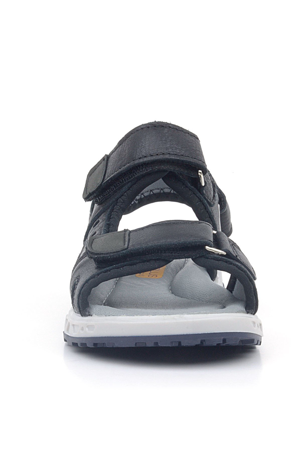 Rakerplus Siyah Rakerplus Hakiki Deri Cilt Rahat Tabanlı Cırtlı Çocuk Sandalet Ayakkabı