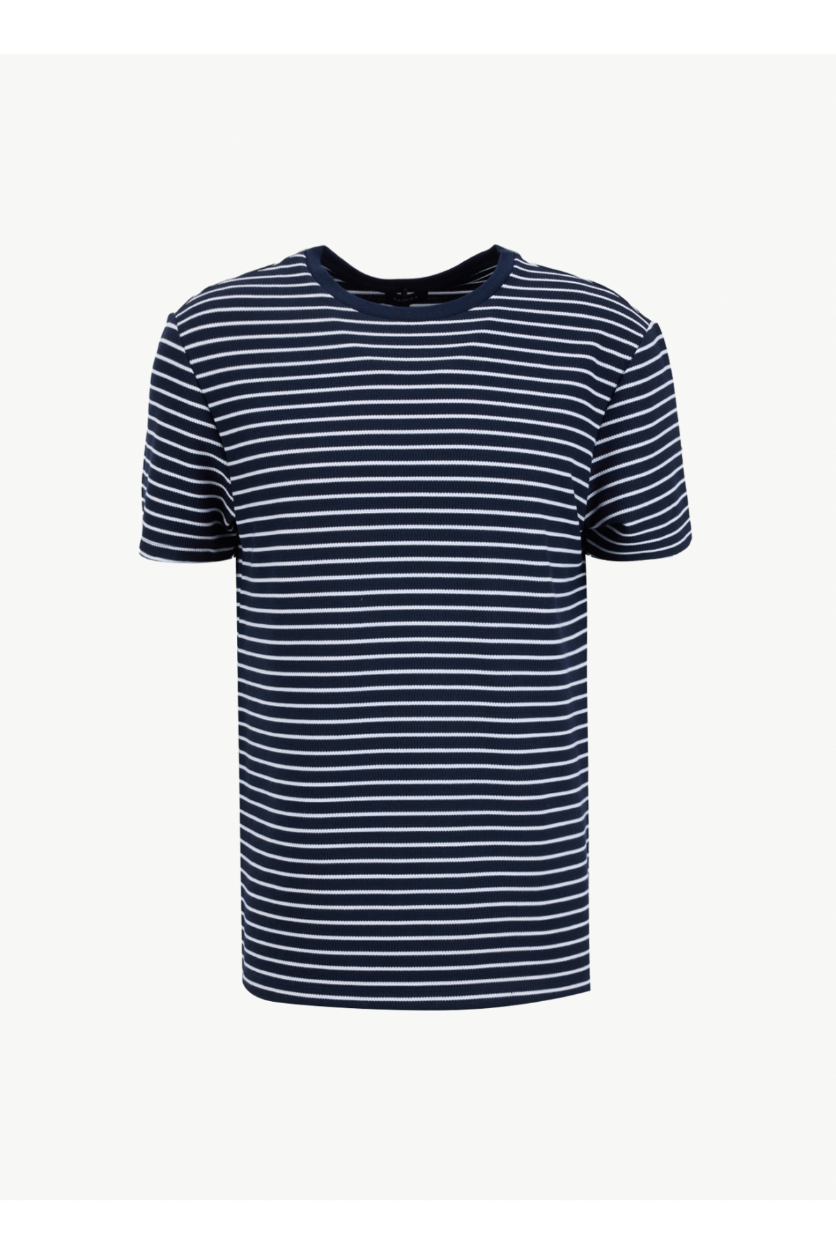 Bisiklet Yaka Çizgili Lacivert Erkek T-Shirt F6SM-TST 2996