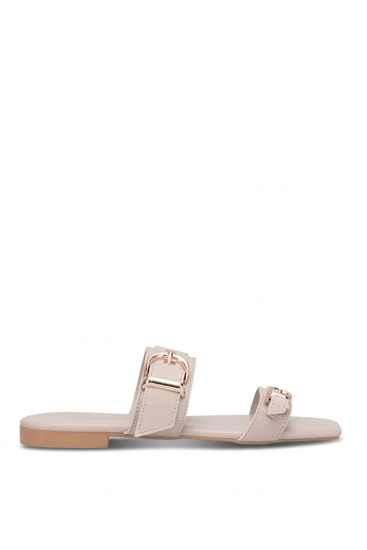 Ayakkabı Fuarı Bej Ayakkabı Fuarı Elit PM543 K927 Kadın Düz Terlik