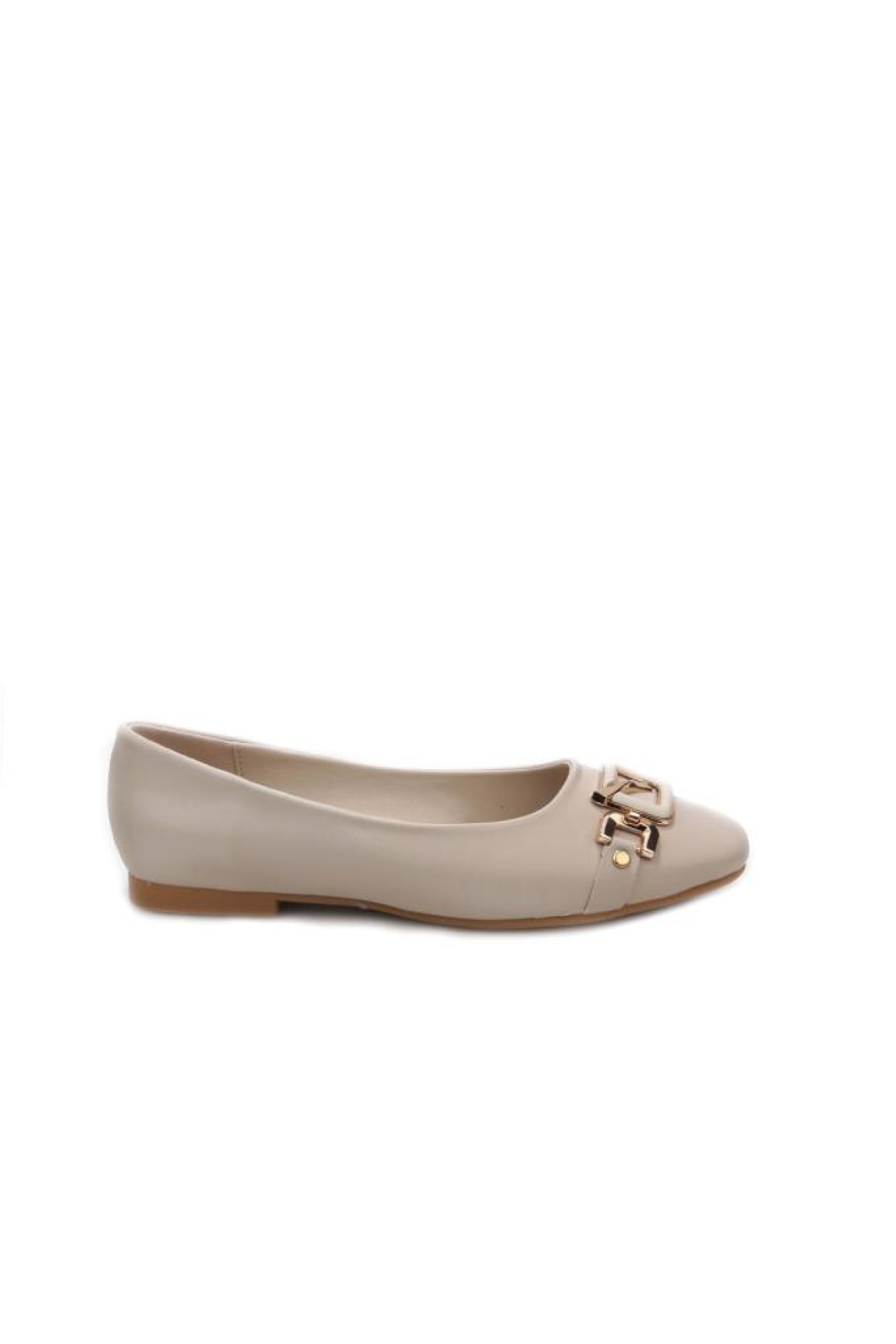 Papuçcity Bej Papuçcity Fendi 03417 Kadın Günlük Tokalı Babet