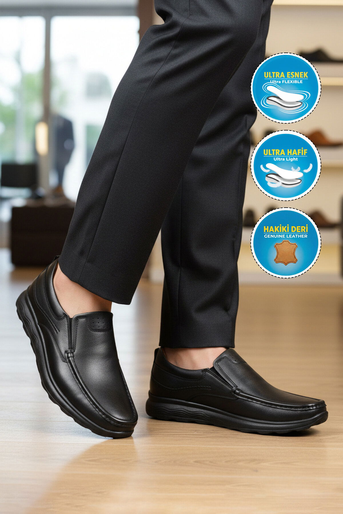 Ayakmod Siyah Ayakmod Premium Hakiki Deri Anatomik Erkek Casual Ayakkabı 2406 M