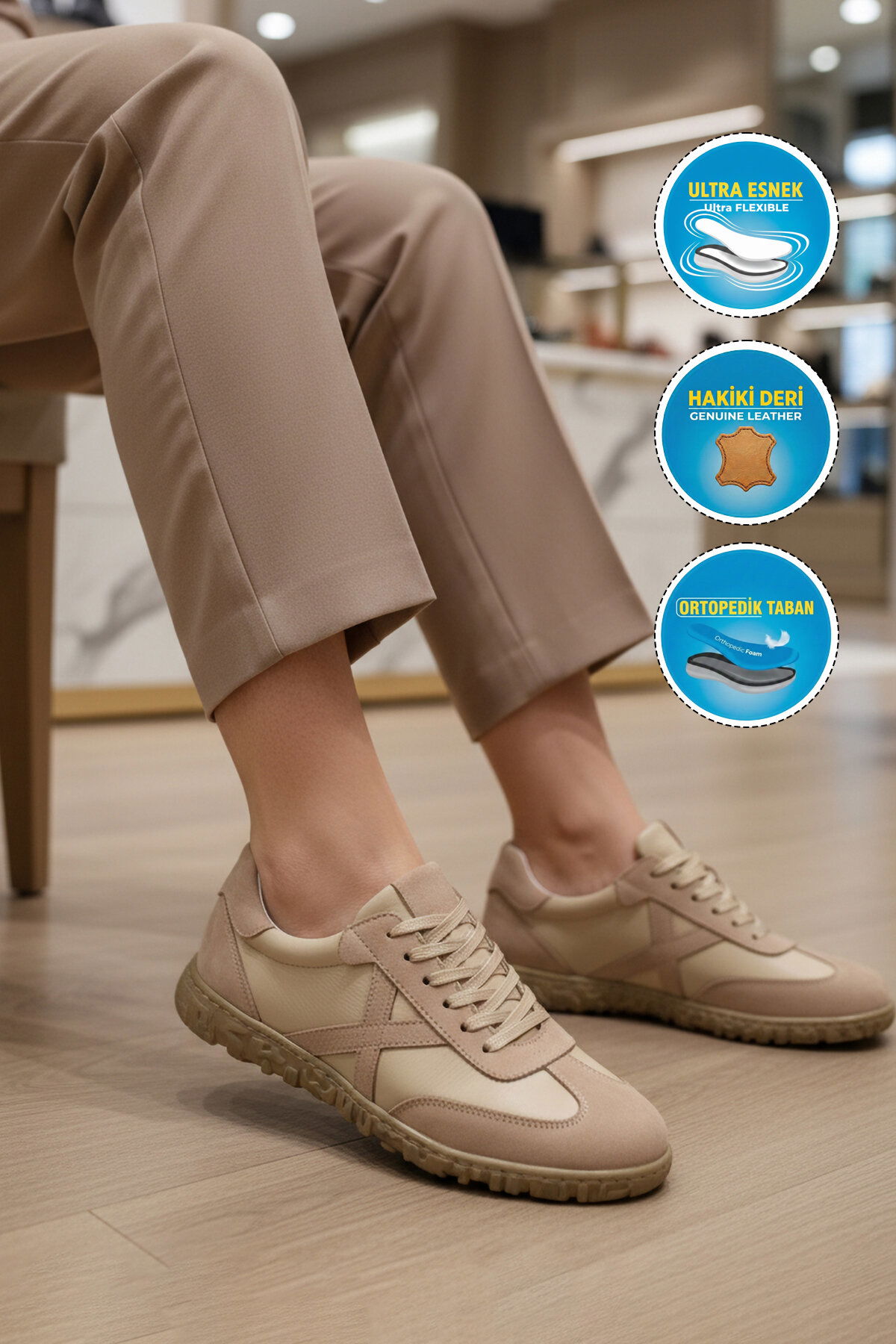 Ayakmod Siyah Ayakmod Hakiki Deri Anatomik Kadın Casual Ayakkabı F-003 Z