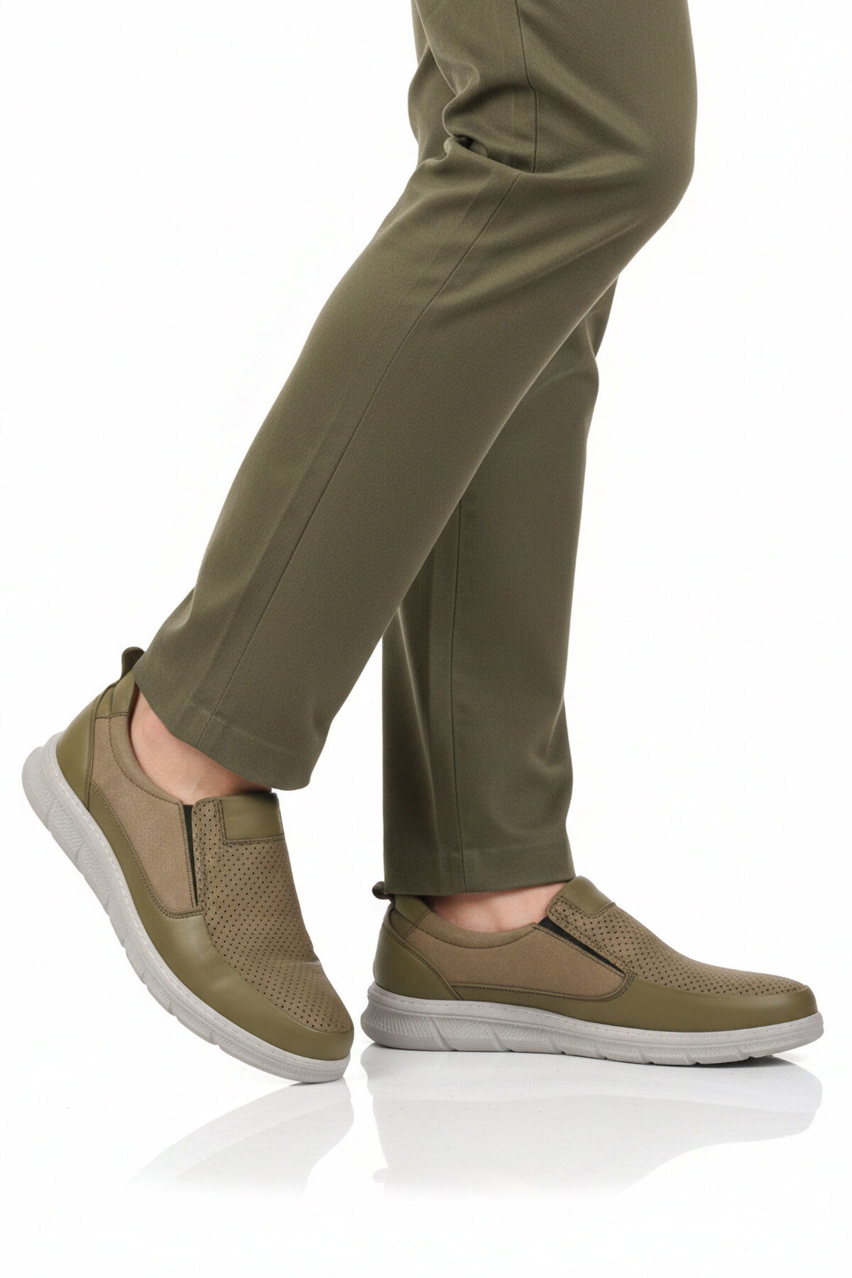 Ayakmod Haki Ayakmod Premium Hakiki Deri Anatomik Erkek Casual Ayakkabı 3704 M