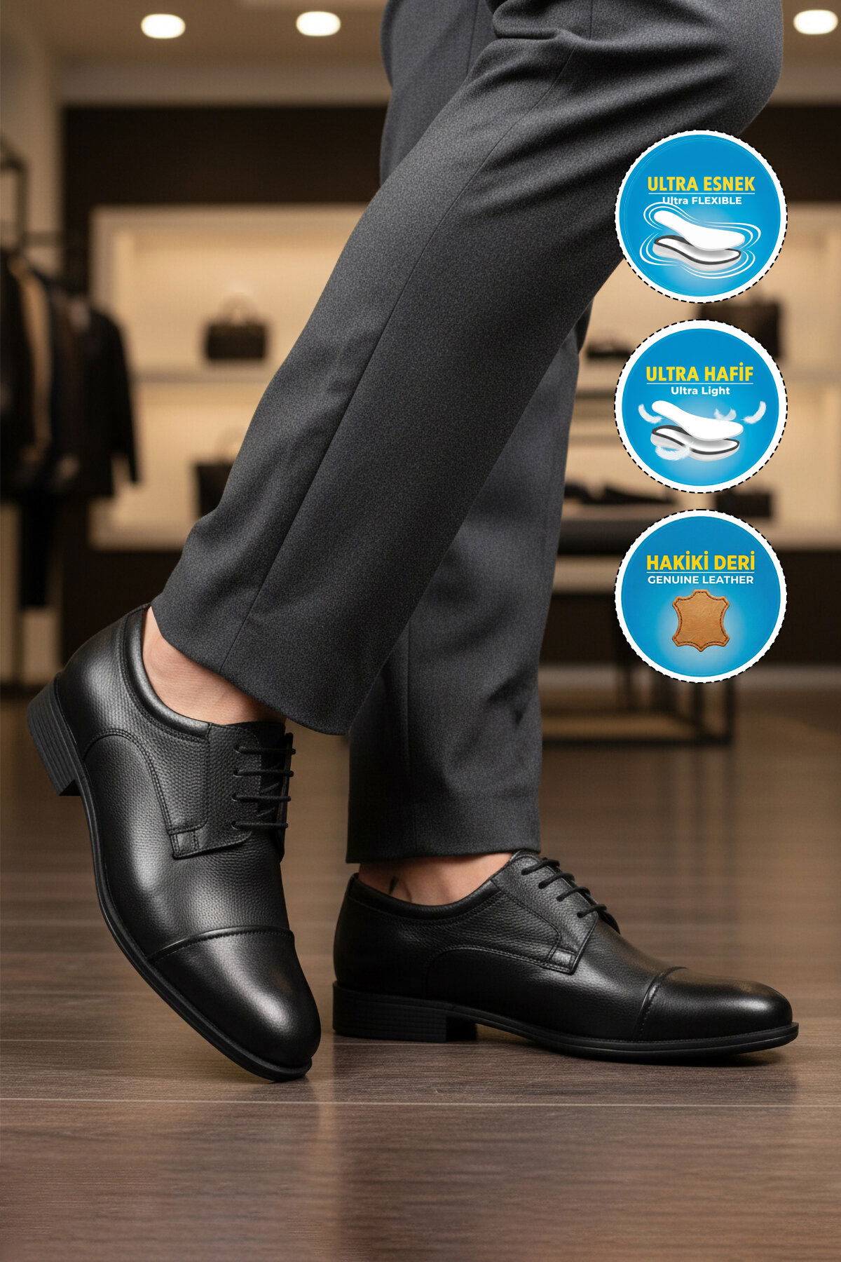 Ayakmod Siyah Ayakmod Premium Hakiki Deri Anatomik Erkek Klasik Ayakkabı 693 M