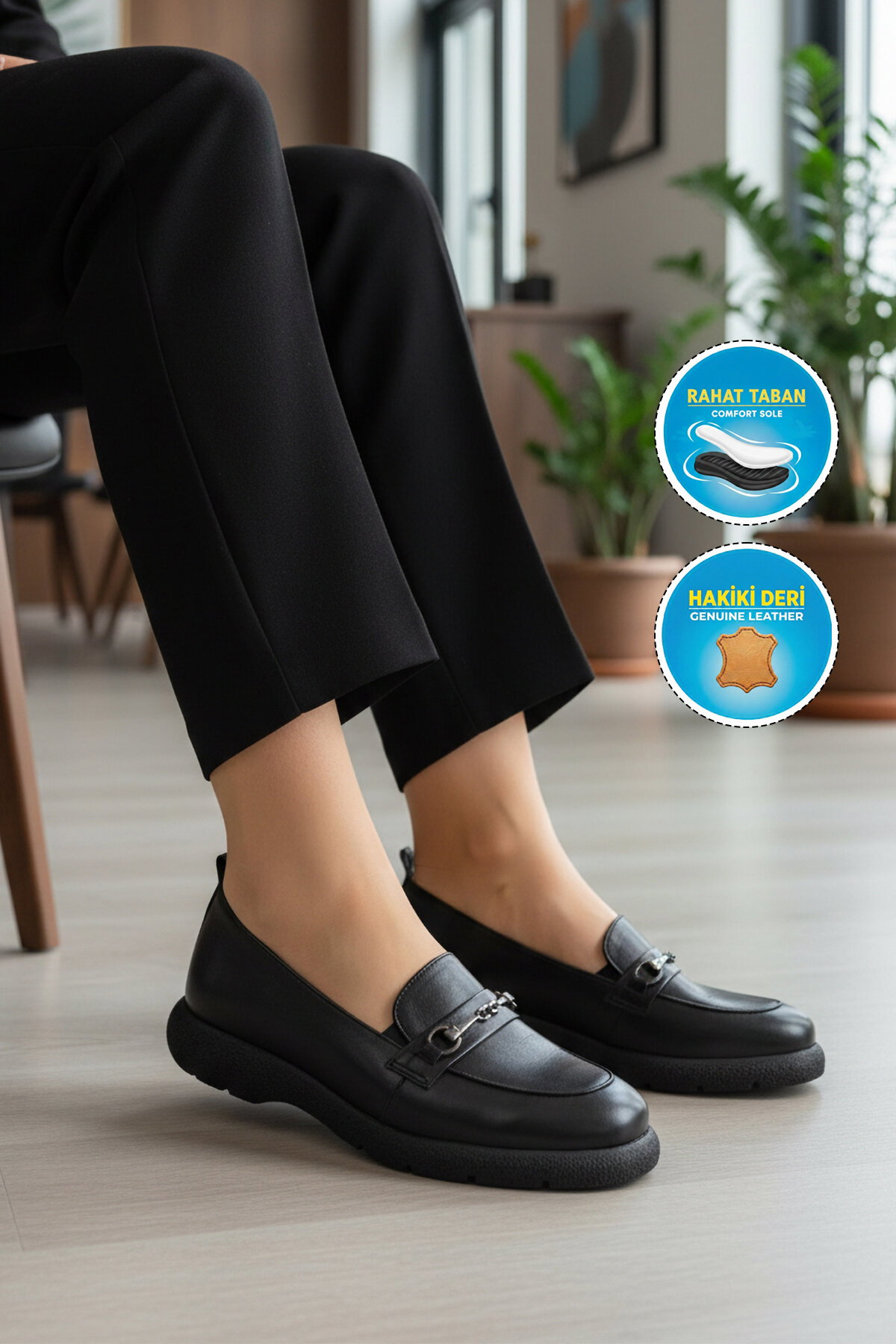 Ayakmod Siyah Ayakmod Hakiki Deri Kadın Casual Ayakkabı Premium 44332 Z