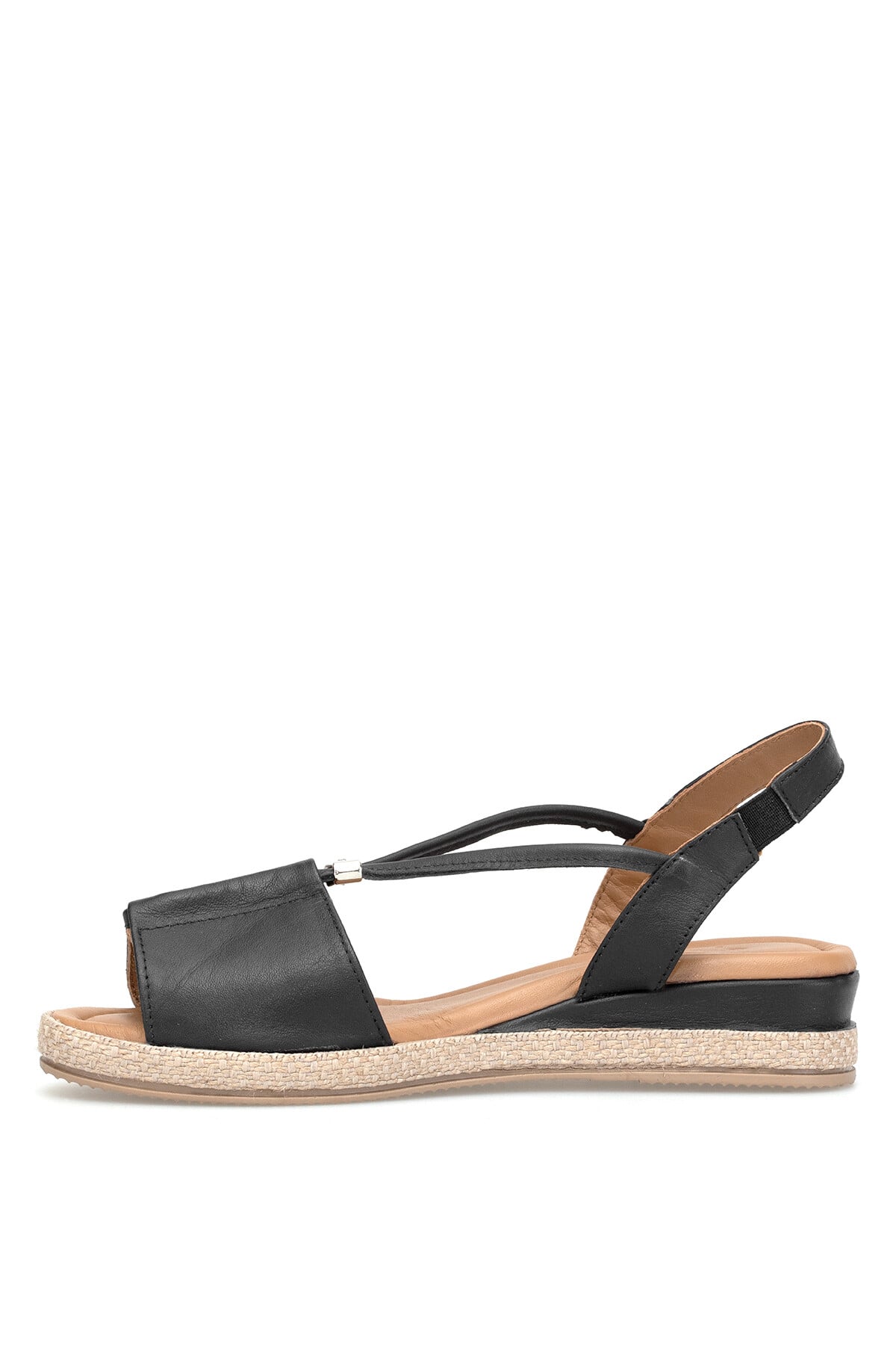 Ayakkabı Fuarı Siyah Ayakkabı Fuarı Elit ZYN1276 Kadın Hakiki Deri Düz Sandalet