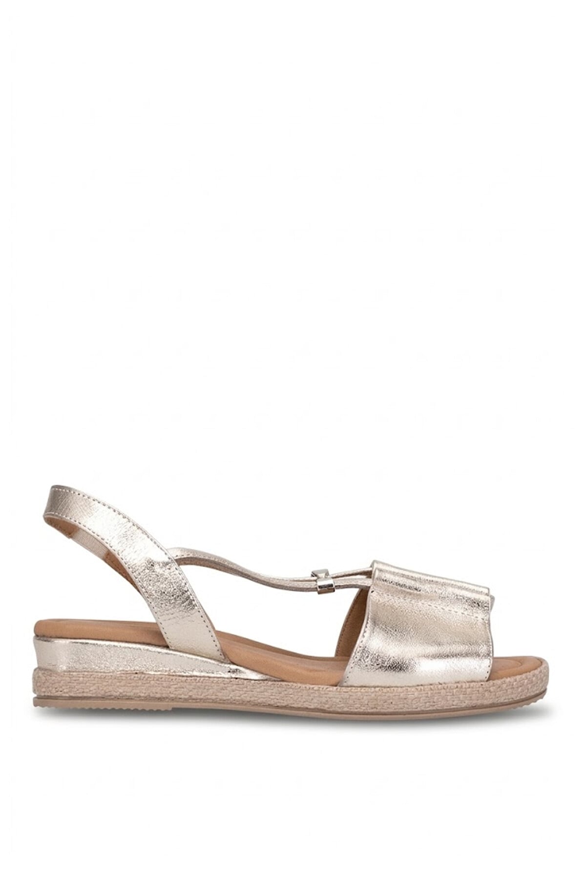 Ayakkabı Fuarı Siyah Ayakkabı Fuarı Elit ZYN1276 Kadın Hakiki Deri Düz Sandalet