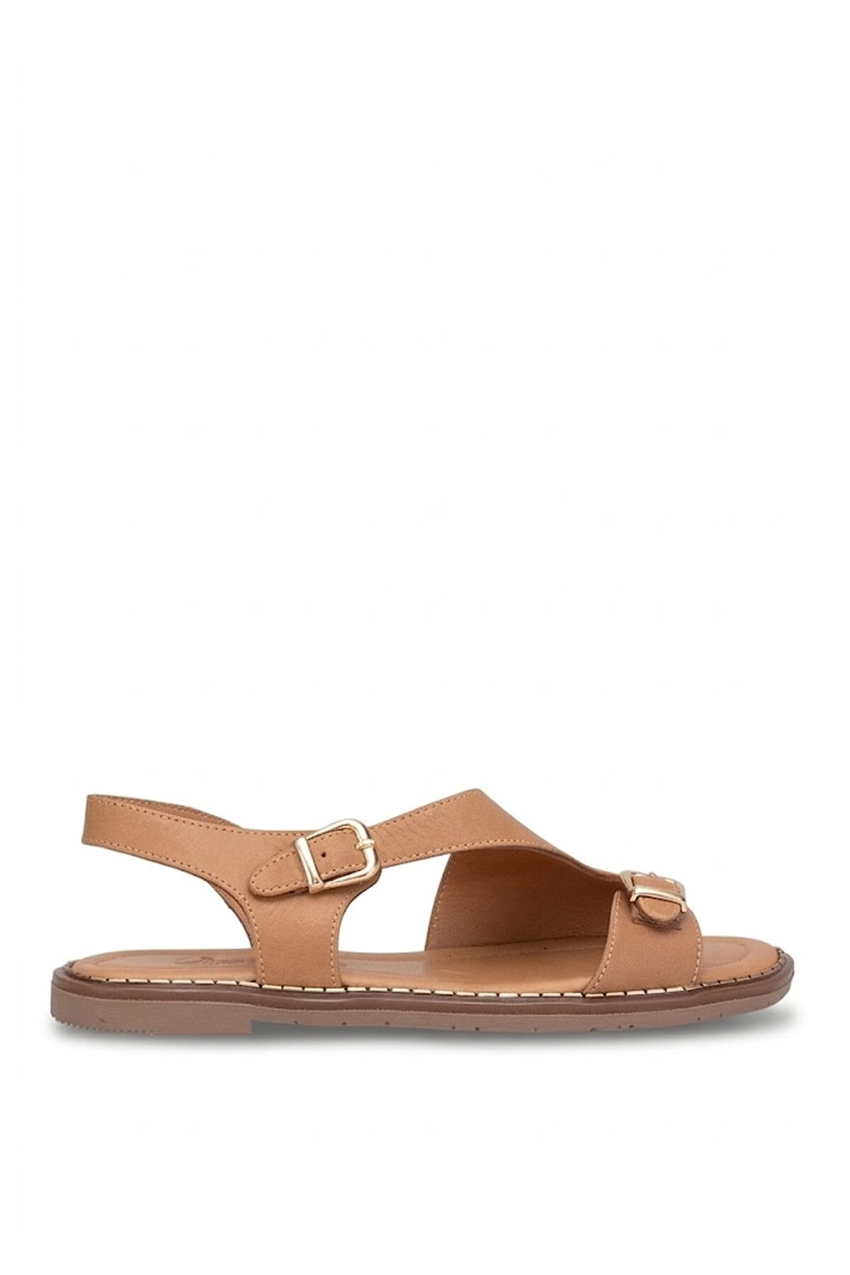 Ayakkabı Fuarı Siyah Ayakkabı Fuarı Fuari Elit KOC54-07 Kadın Hakiki Deri Düz Sandalet