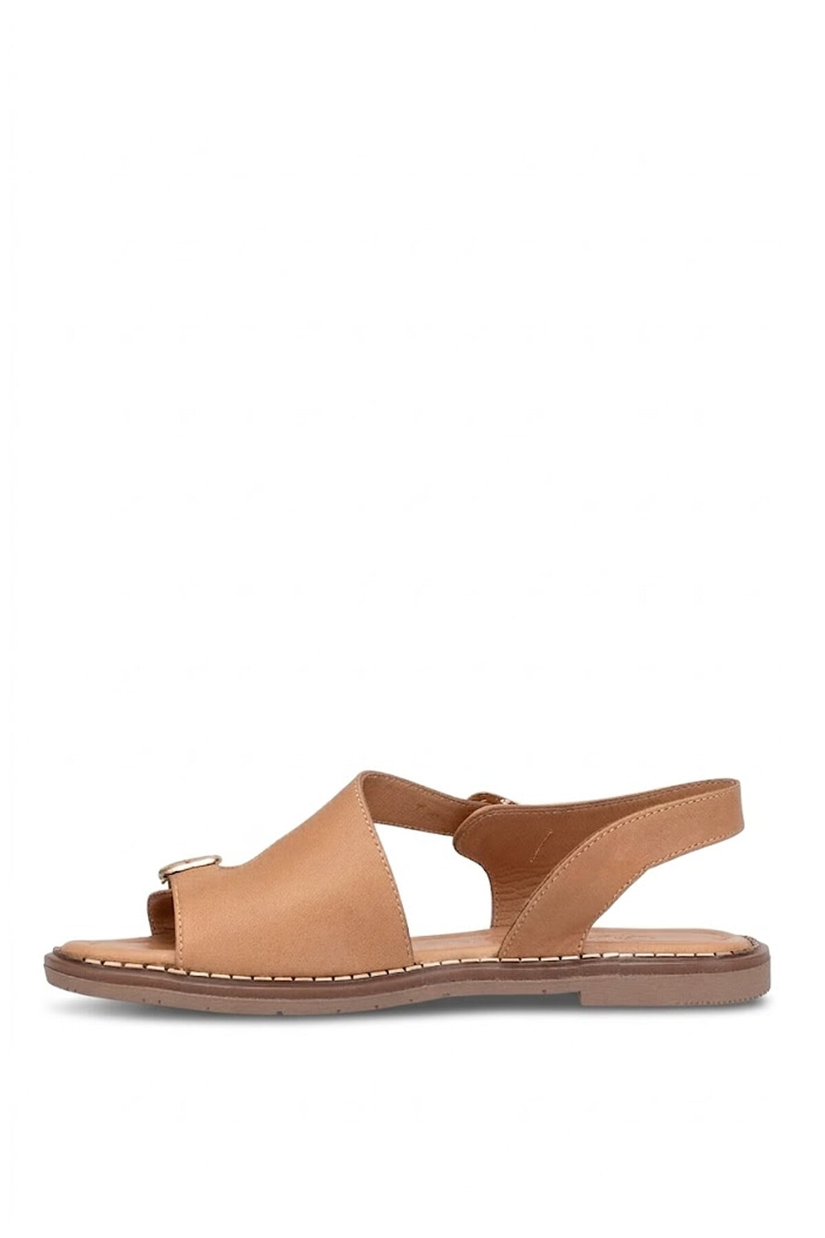 Ayakkabı Fuarı Siyah Ayakkabı Fuarı Fuari Elit KOC54-07 Kadın Hakiki Deri Düz Sandalet