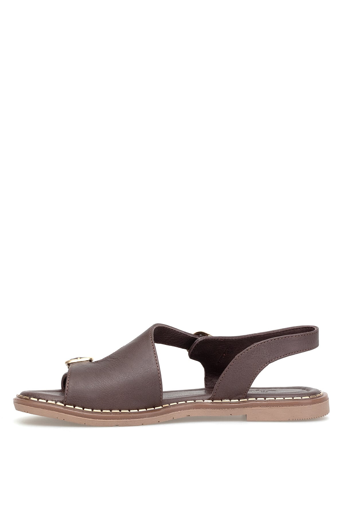 Ayakkabı Fuarı Siyah Ayakkabı Fuarı Fuari Elit KOC54-07 Kadın Hakiki Deri Düz Sandalet