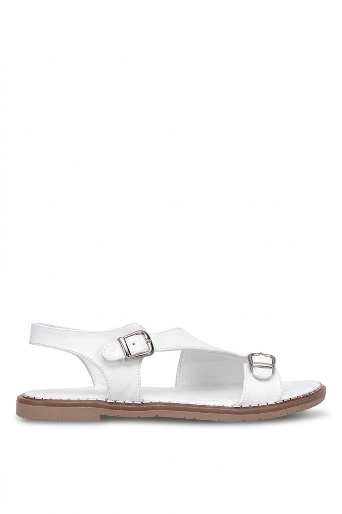 Ayakkabı Fuarı Siyah Ayakkabı Fuarı Fuari Elit KOC54-07 Kadın Hakiki Deri Düz Sandalet