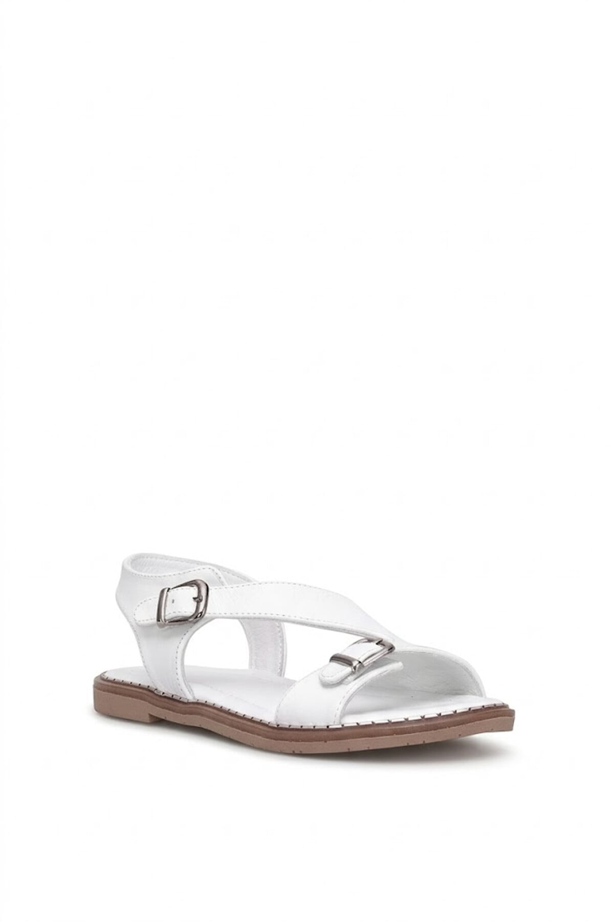 Ayakkabı Fuarı Siyah Ayakkabı Fuarı Fuari Elit KOC54-07 Kadın Hakiki Deri Düz Sandalet