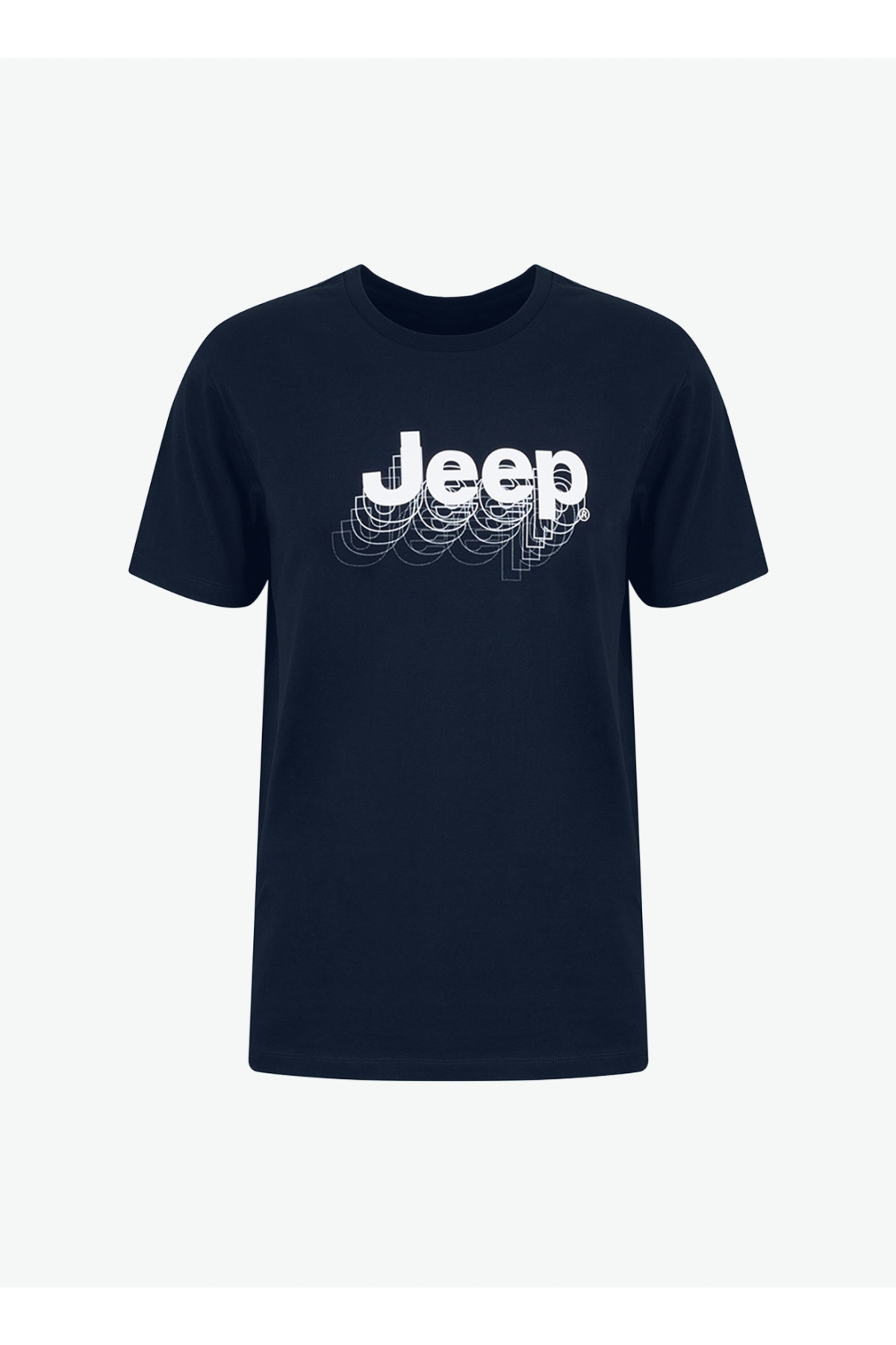 Bisiklet Yaka Baskılı Lacivert Erkek T-Shirt J6SM-TST7307