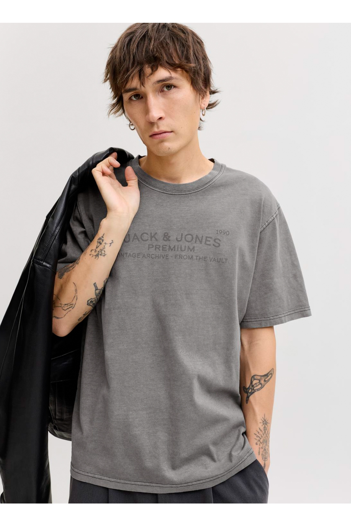 Bisiklet Yaka Siyah Erkek T-Shirt 12293014 JPRBLUAIDEN SS TEE