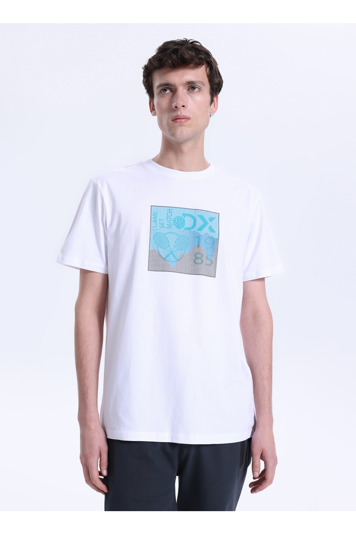 Heddon2017年Tシャツ D6SM-TST3722 Beyaz Bisiklet Yaka Relaxed Baskılı Erkek T-Shirt