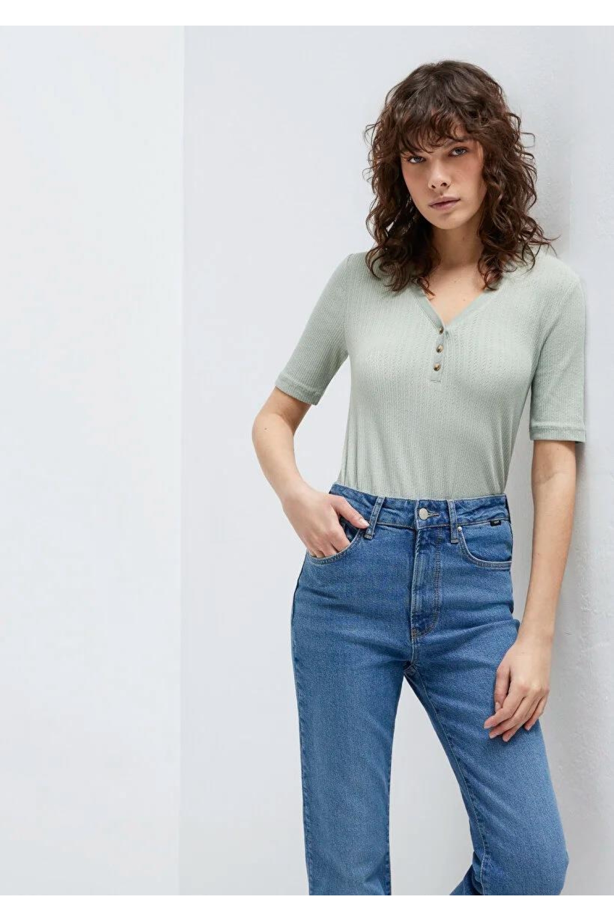 Kadın Non Denim Çelik Gri Modelli Penye T-Shirt M1613761-70113