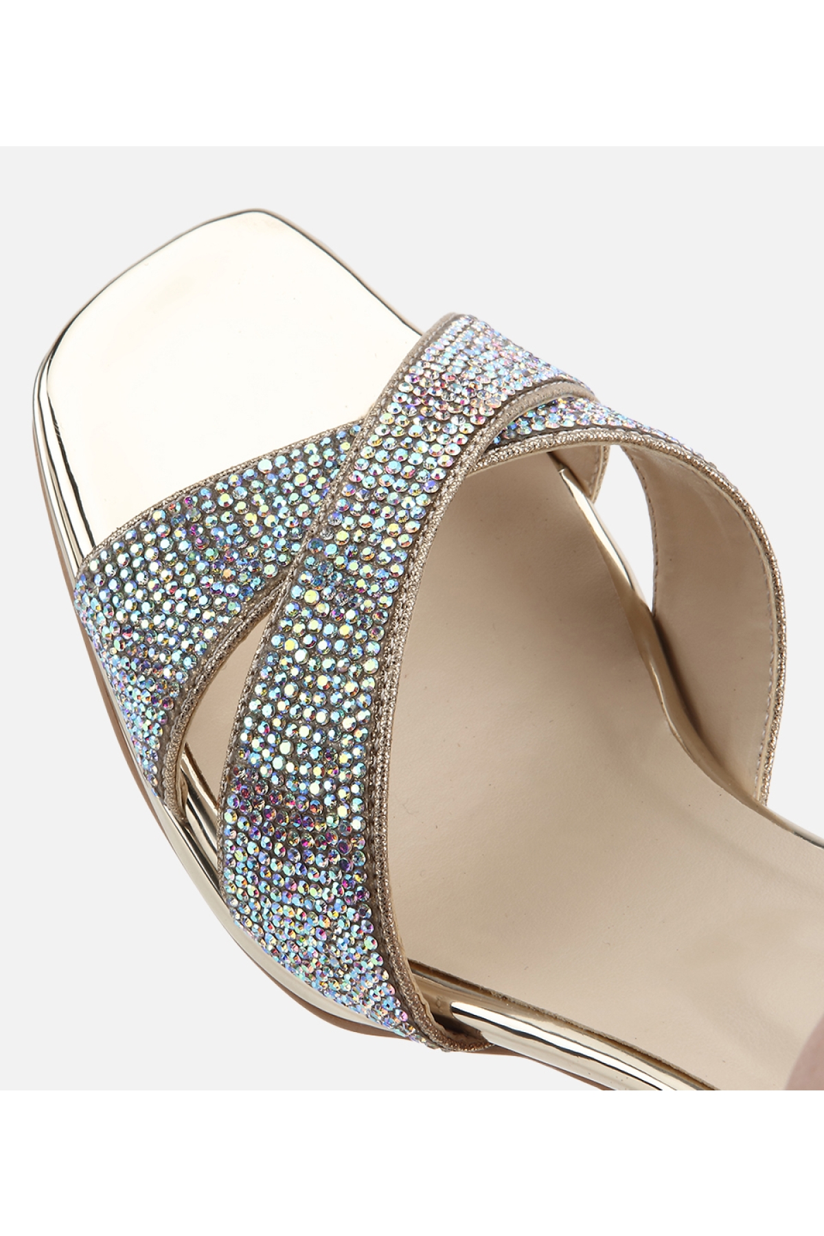 Hotiç Altın Hotiç Hotiç Rugan Kadın Taş Detaylı Bilekte Topuklu Sandalet