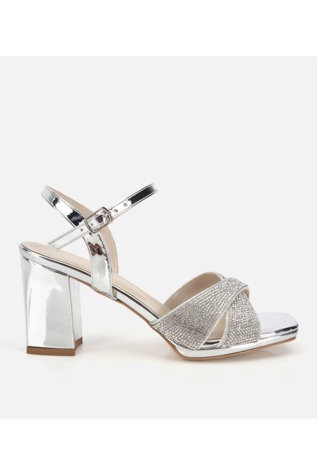 Hotiç Altın Hotiç Hotiç Rugan Kadın Taş Detaylı Bilekte Topuklu Sandalet