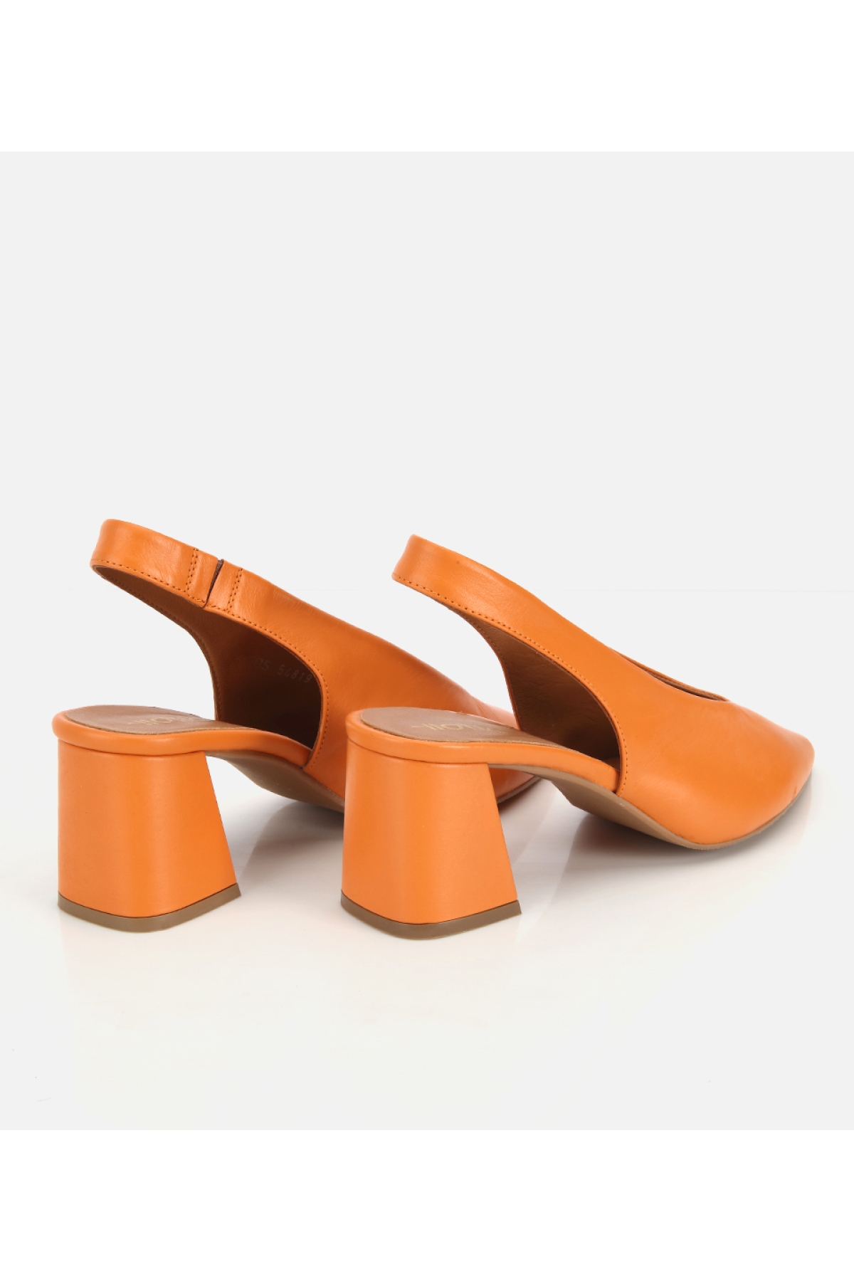 Hotiç Turuncu Hotiç Hotiç Deri Kadın Arkası Açık Kalın Topuklu Ayakkabı