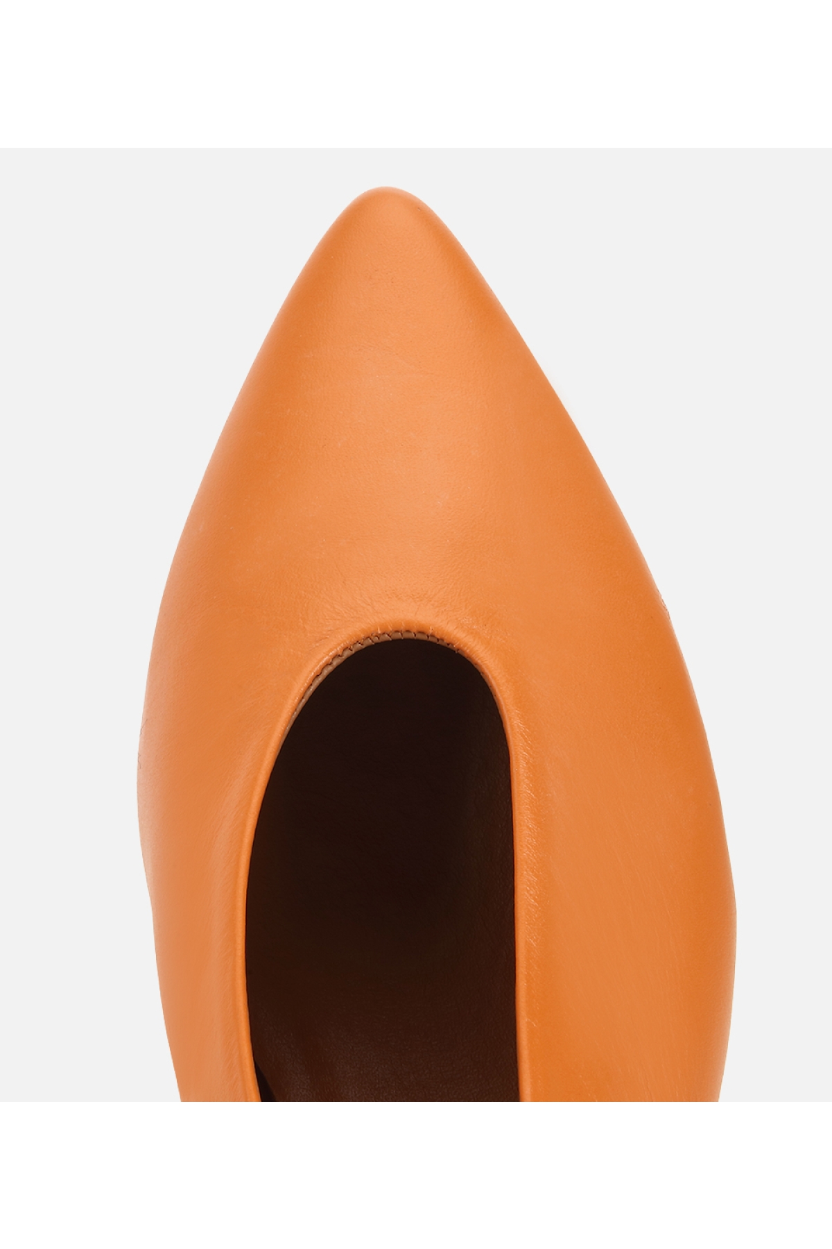 Hotiç Turuncu Hotiç Hotiç Deri Kadın Arkası Açık Kalın Topuklu Ayakkabı