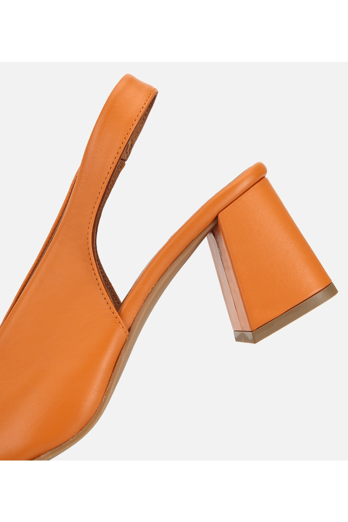 Hotiç Turuncu Hotiç Hotiç Deri Kadın Arkası Açık Kalın Topuklu Ayakkabı