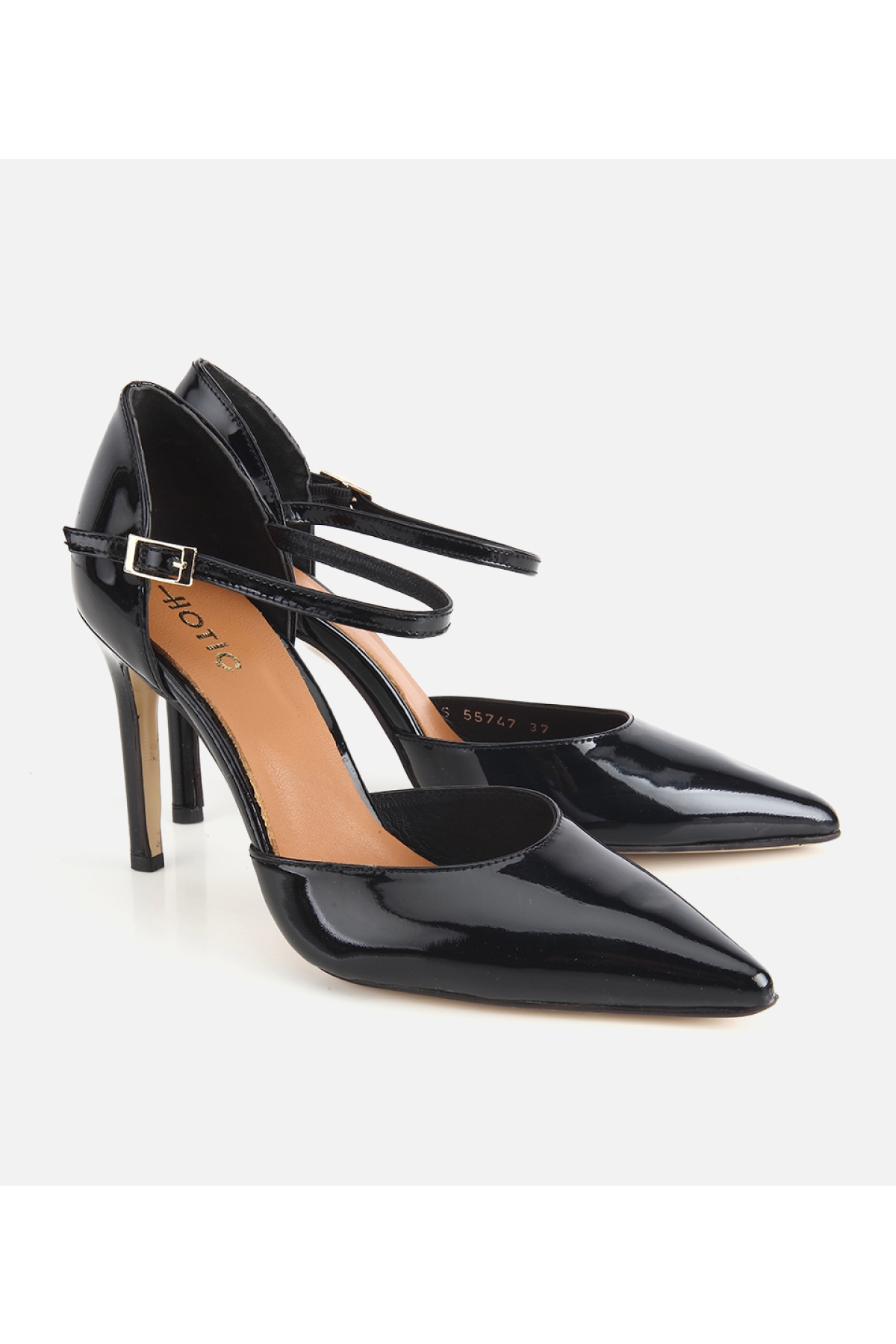 Hotiç Siyah Hotiç Hotiç Rugan Kadın Deri Bilekten Bağlamalı Stiletto