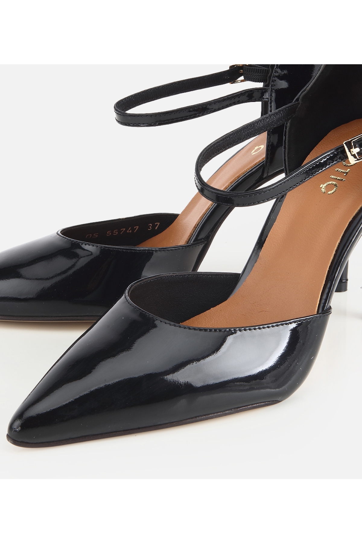 Hotiç Siyah Hotiç Hotiç Rugan Kadın Deri Bilekten Bağlamalı Stiletto