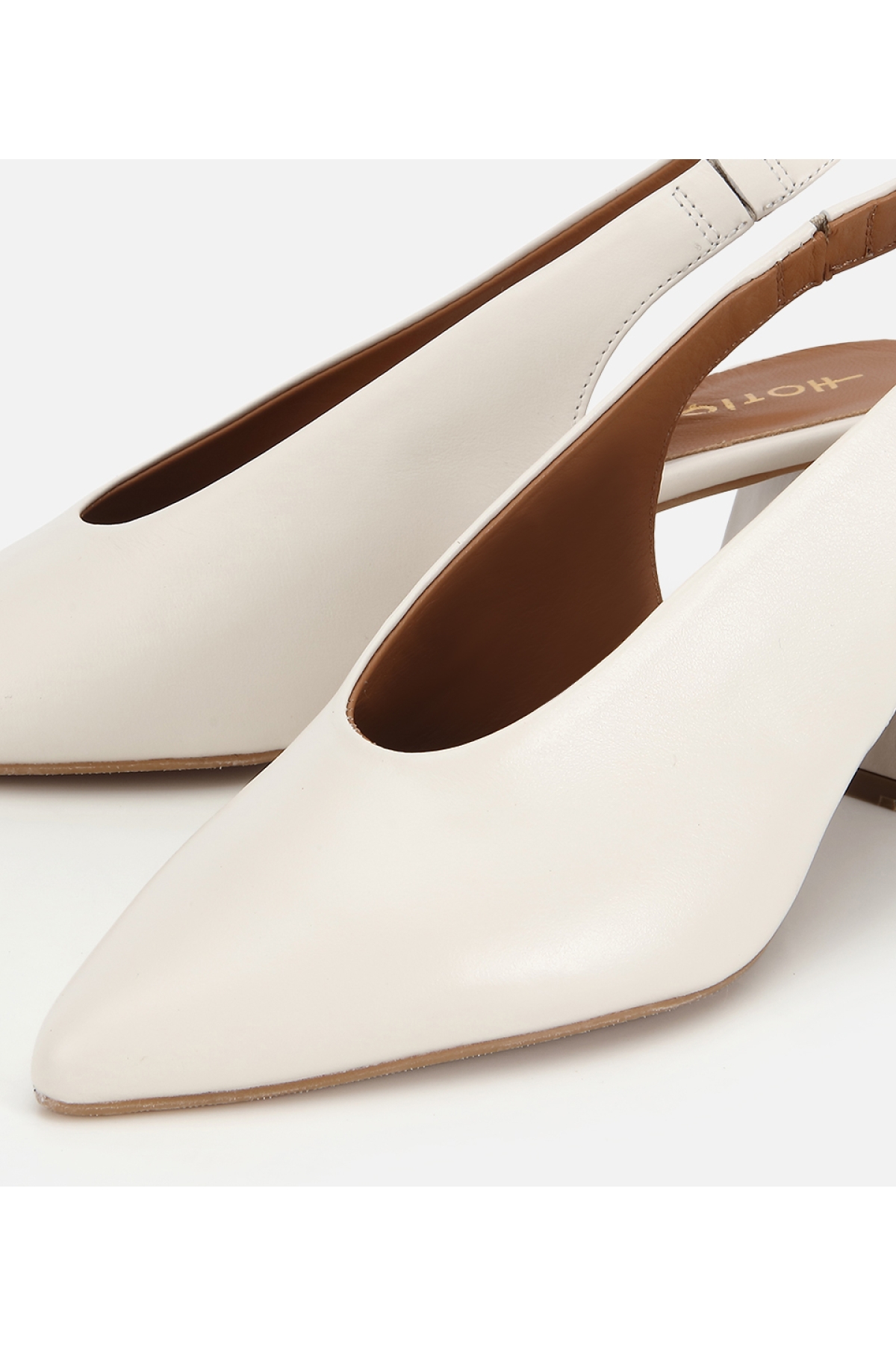 Hotiç Turuncu Hotiç Hotiç Deri Kadın Arkası Açık Kalın Topuklu Ayakkabı