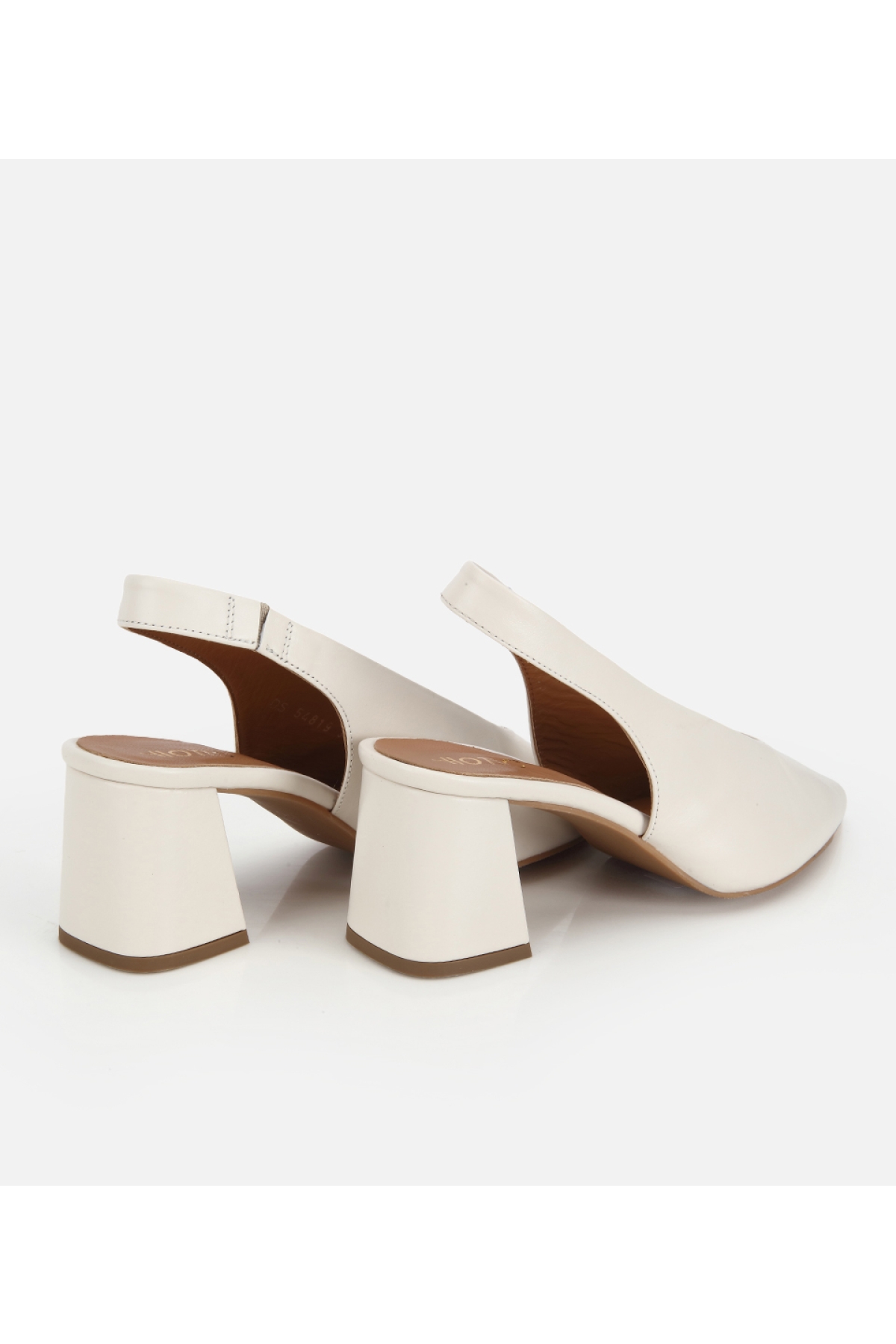 Hotiç Turuncu Hotiç Hotiç Deri Kadın Arkası Açık Kalın Topuklu Ayakkabı