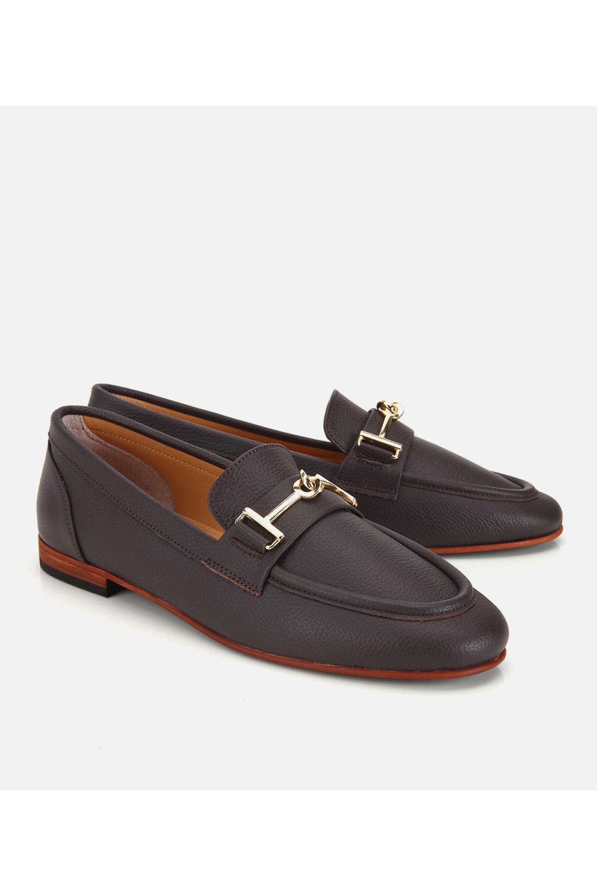 Hotiç Kahverengi Hotiç Hotiç Deri Kadın Yumuşak Dokulu Tokalı Klasik Loafer