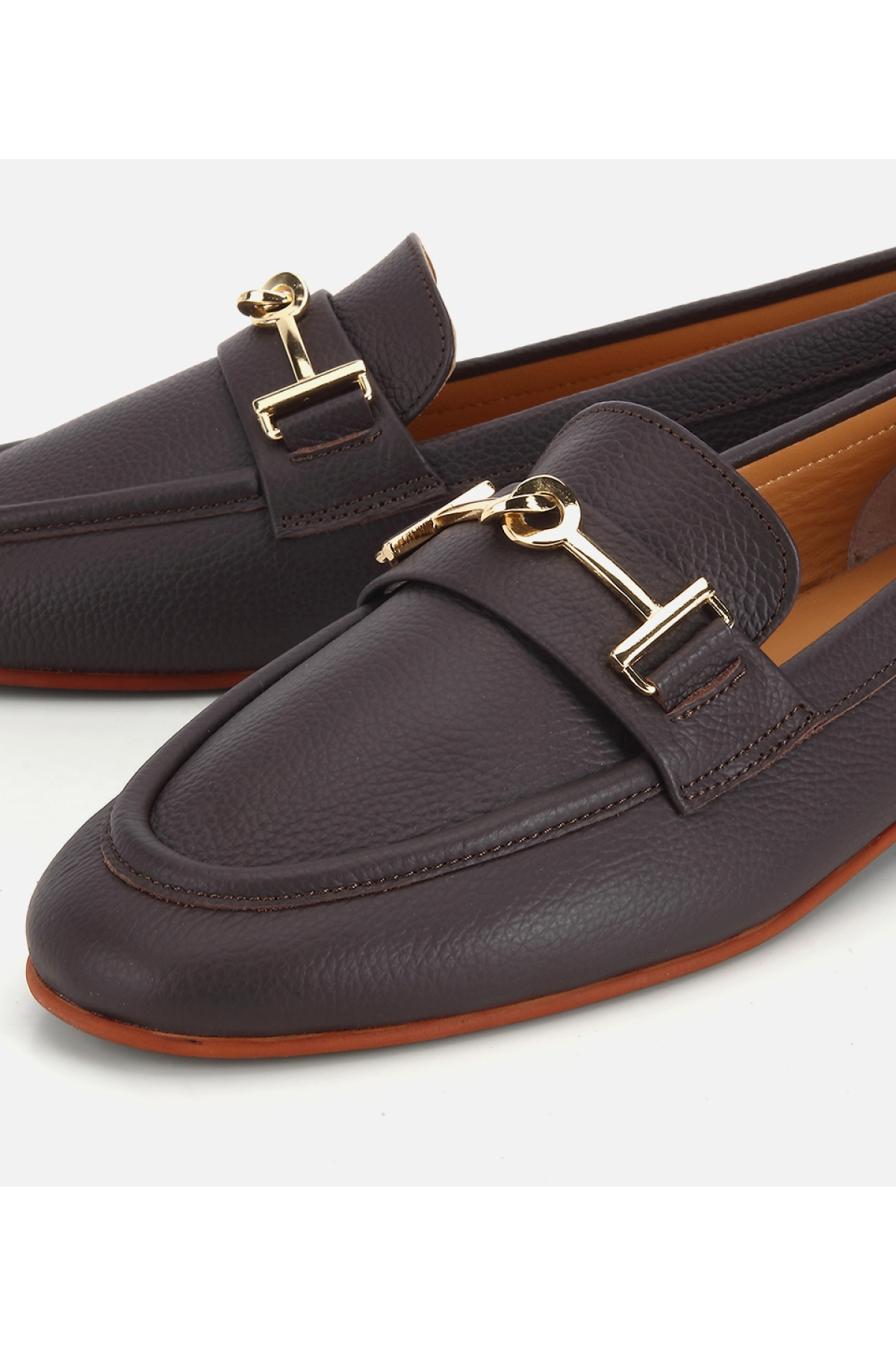 Hotiç Kahverengi Hotiç Hotiç Deri Kadın Yumuşak Dokulu Tokalı Klasik Loafer