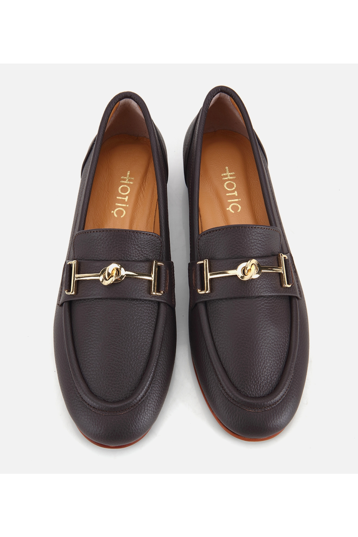 Hotiç Kahverengi Hotiç Hotiç Deri Kadın Yumuşak Dokulu Tokalı Klasik Loafer