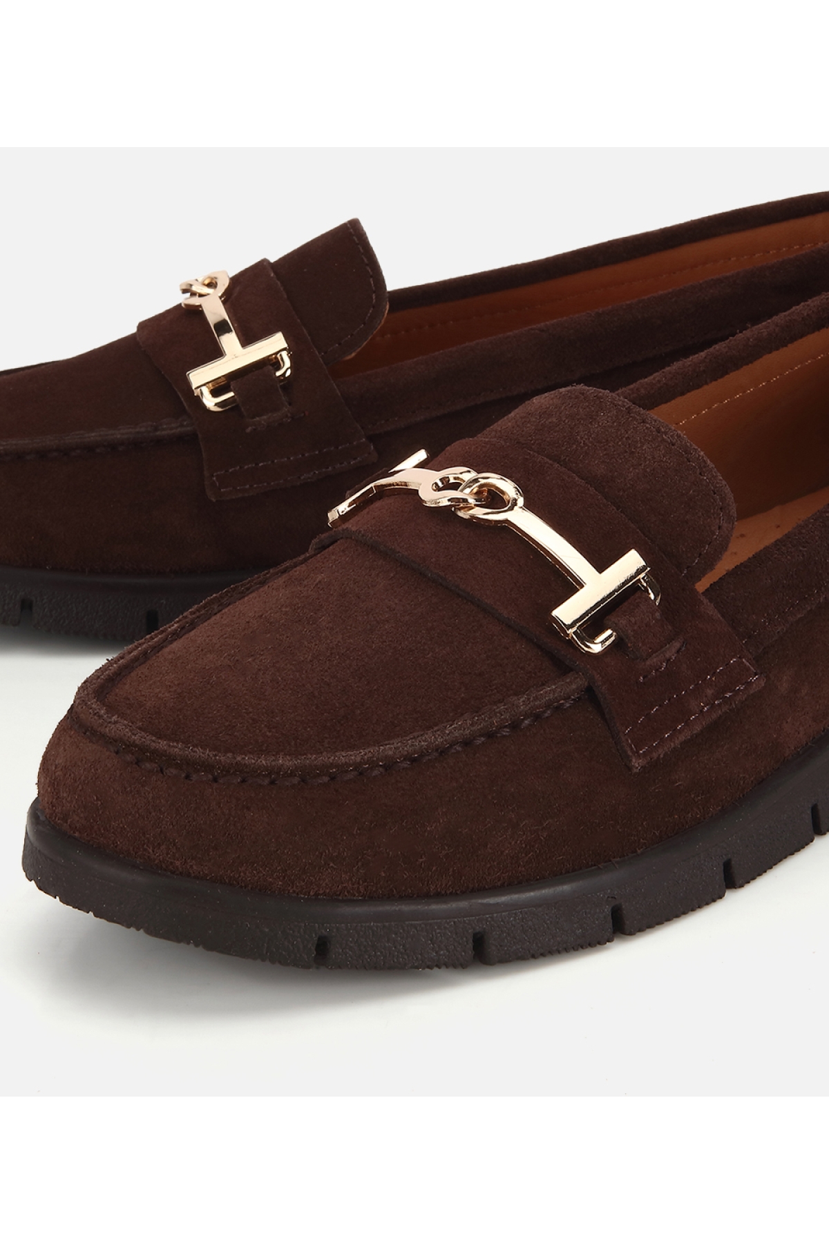 Hotiç Kahverengi Hotiç Hotiç Süet Kadın Deri Yumuşak Tabanlı Tokalı Günlük Loafer