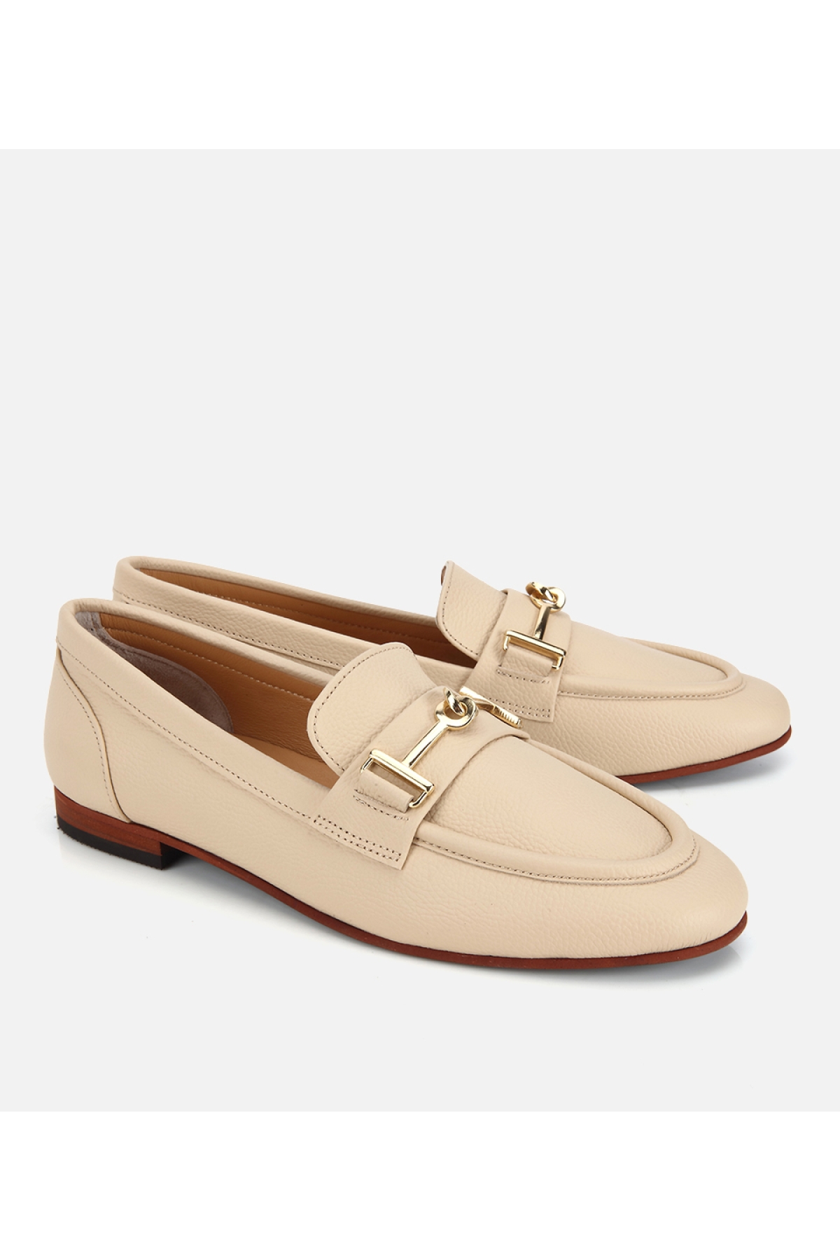 Hotiç Kahverengi Hotiç Hotiç Deri Kadın Yumuşak Dokulu Tokalı Klasik Loafer
