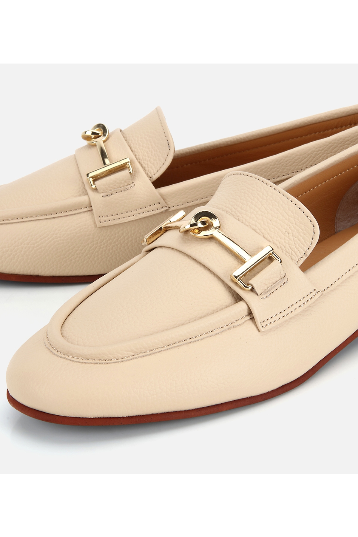 Hotiç Kahverengi Hotiç Hotiç Deri Kadın Yumuşak Dokulu Tokalı Klasik Loafer