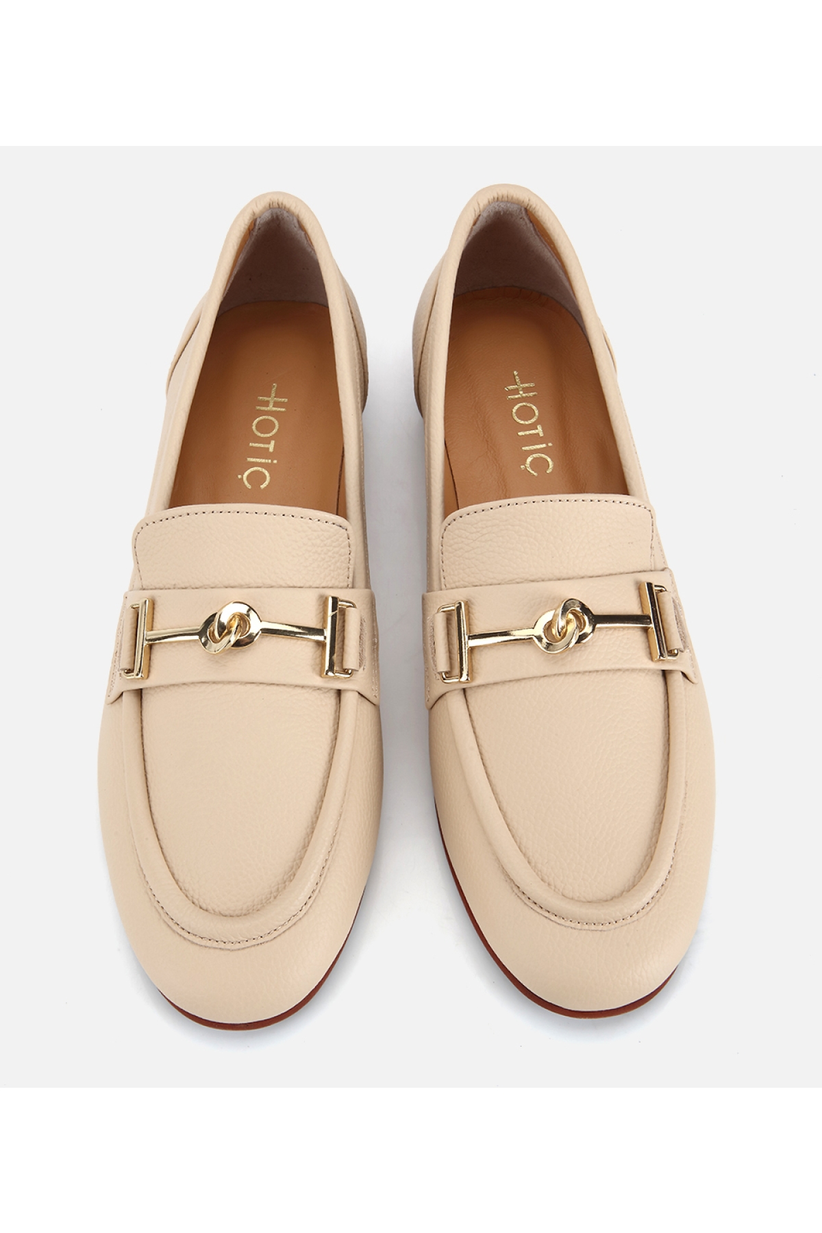 Hotiç Kahverengi Hotiç Hotiç Deri Kadın Yumuşak Dokulu Tokalı Klasik Loafer